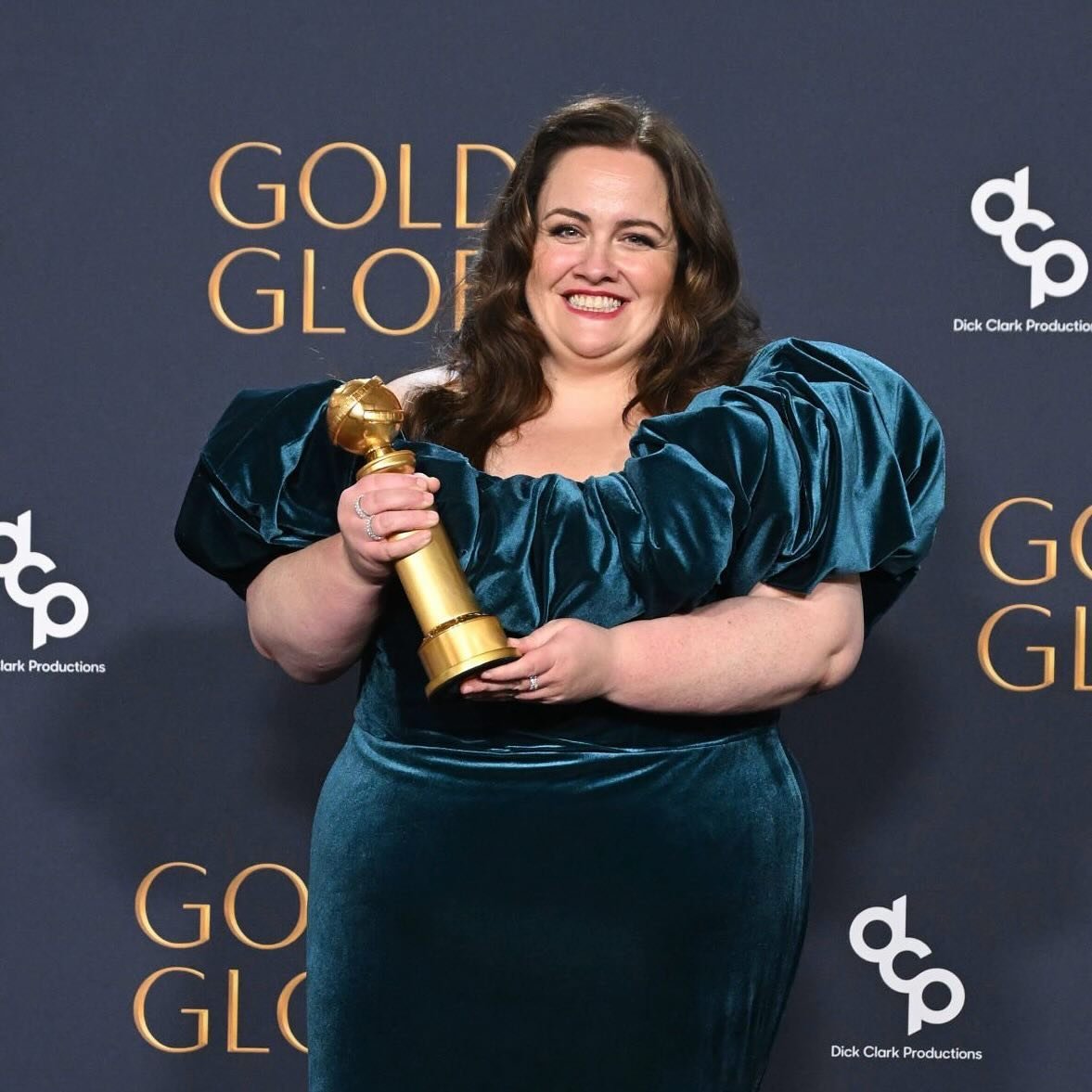 Spotted! Jessica Gunning shines in Lark &amp; Berry and Anayah Jewellery collecting her award for Best Performance by a Female Actor in a Supporting Role on Television for &ldquo;Baby Reindeer&rdquo; at the 82nd Annual Golden Globe Awards in Los Ange