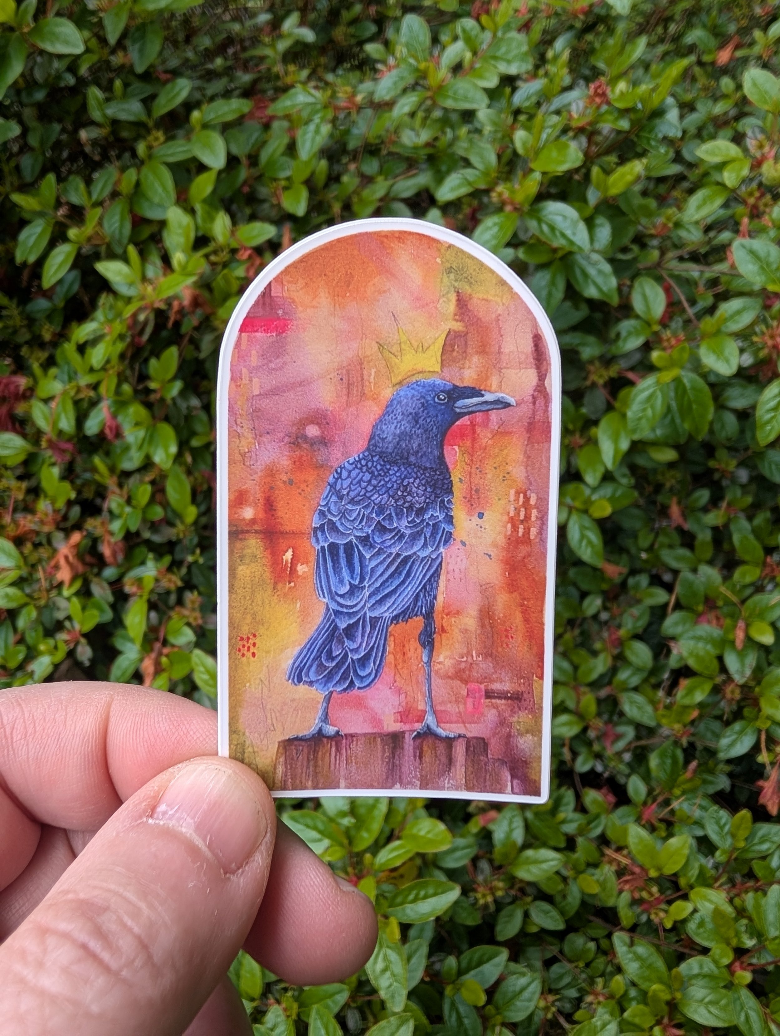 City Bird Crow Vinyl Sticker | Original Watercolor Art | The Mossy Wild