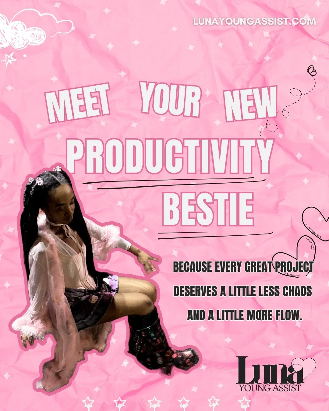 Thanks for stopping by my tiny corner of the internet! Allow me to reintroduce myself! I'm Lulu! 🥰 
Im your Productivity Bestie ™  and when I started Luna Young Assist, I just wanted to be able to support artists, and business owners with pre