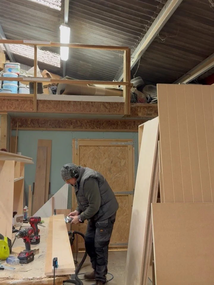 The drawer-making stage of a bespoke kitchen.

Built from birch plywood, machined and assembled in-house, then fitted with Blum Movento runners for a smooth, reliable close.

It&rsquo;s one of those details most people never see &mdash; but it&rsquo;