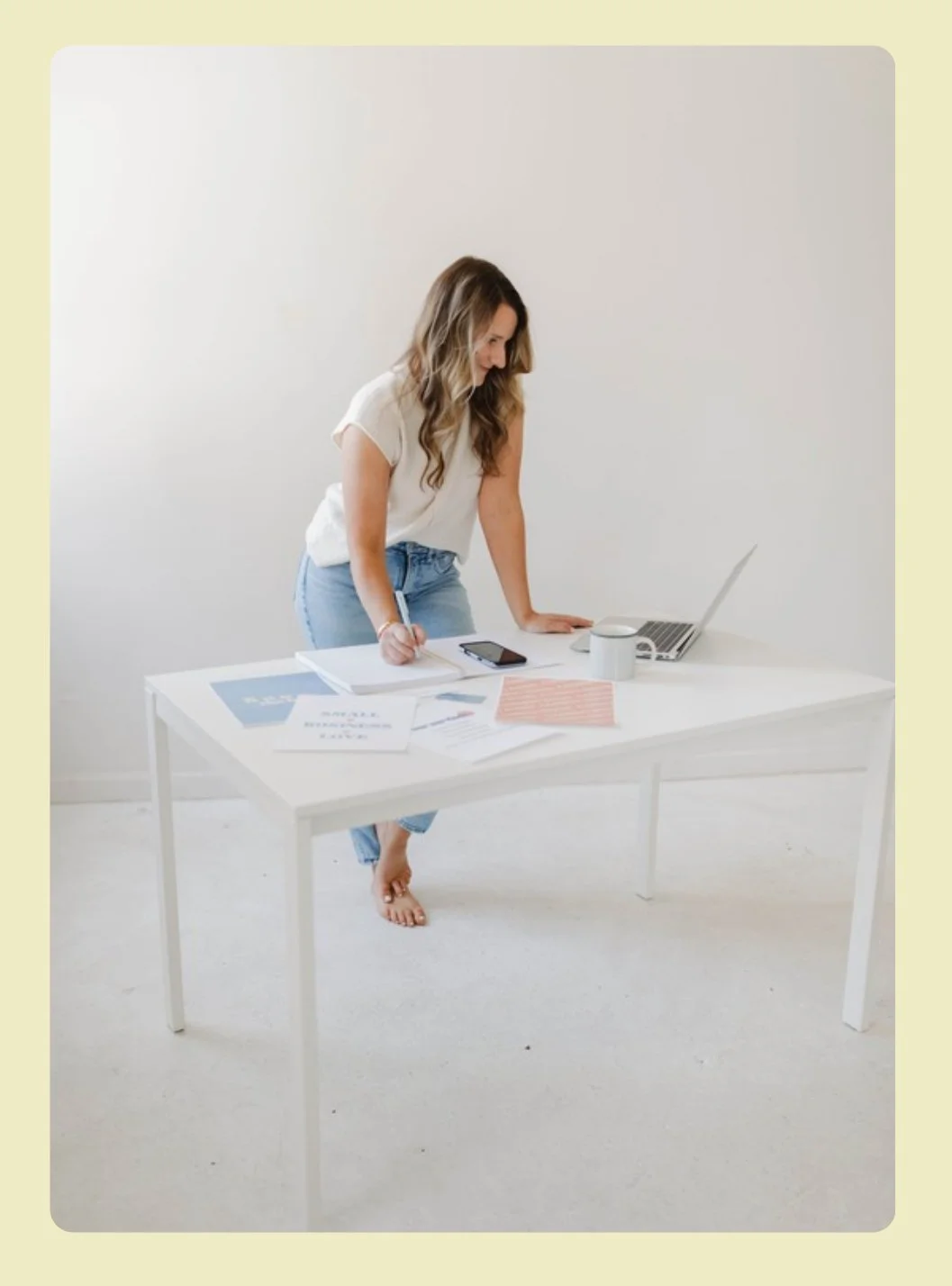 Jane & Co Creative founder in her Michigan studio