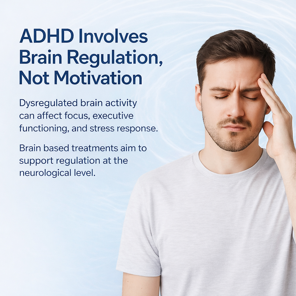 Illustration representing ADHD as a brain regulation condition rather than a motivation issue.