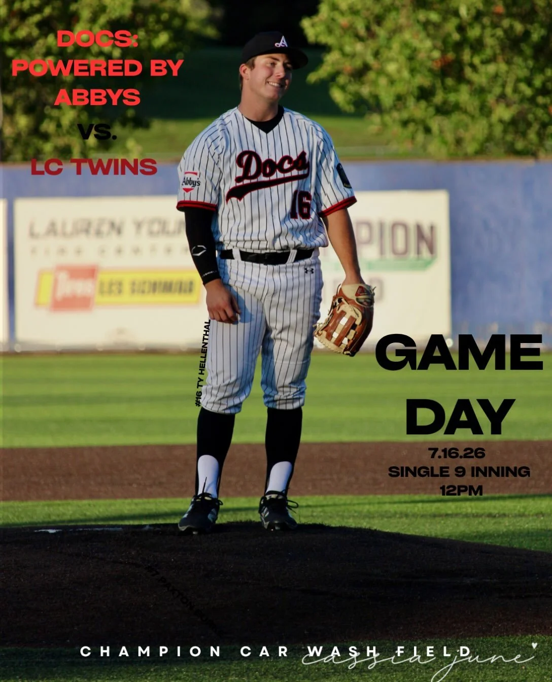 DOCS GAME DAY‼️
Come out to the ball park at 12pm for a Single 9 inning game vs. the LC Twins! 👊🏻 #GoDocs