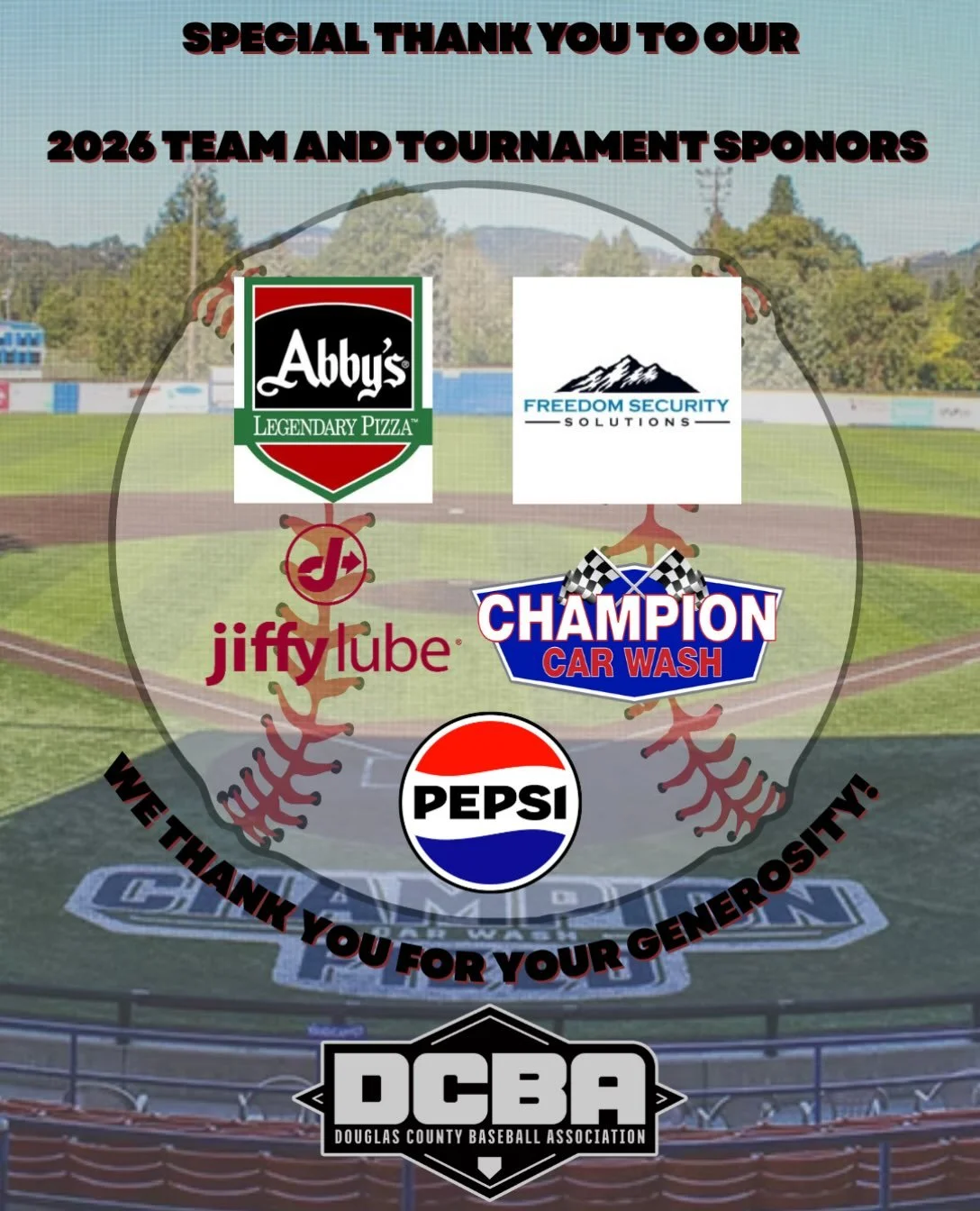 Last but not least&hellip; we want to give a very special thank you to our 2026 Team and Tournament Sponsors! 

We could not do it without you, and we appreciate your continued support!🙌🏼⚾️
#ThankYou