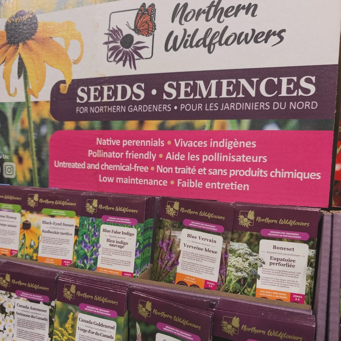 Part of our work in growing as a garden centre has been in the seed department. We have been able to connect with some incredible seed suppliers, including Canadian companies like West Coast Seeds and Northern Wildflowers. 
More seed variety, more na