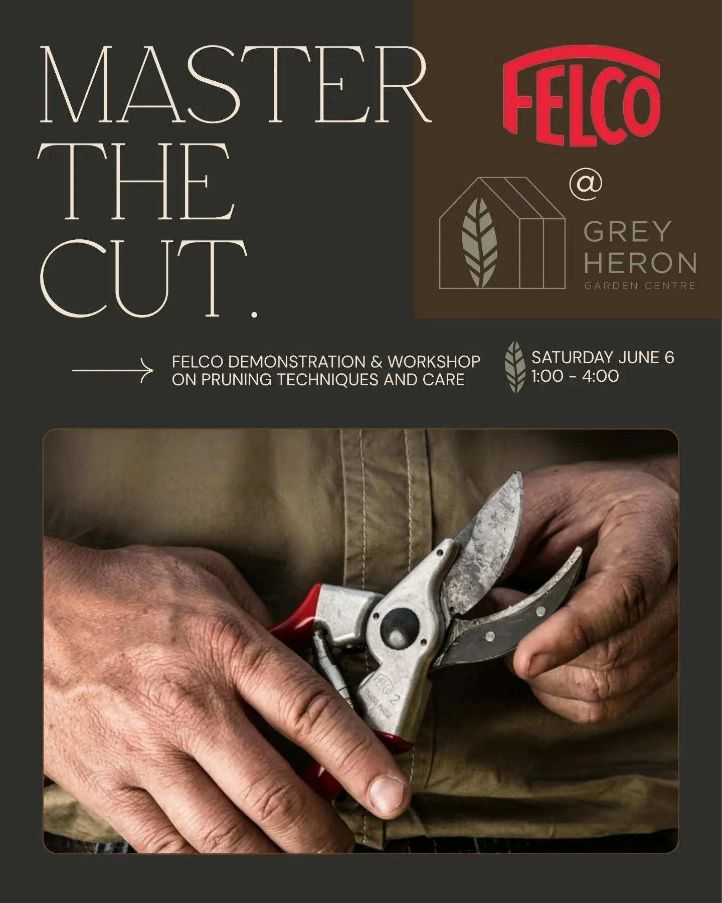 Mark your calendars - Felco is coming to Grey Heron!
There will be demonstrations and discussions on cleaning and sharpening techniques, as well as additional tips and tricks. 

See you there ✂️

🌱
Saturday
June 6
1-4
Grey Heron
Free 💚

@felco_offi