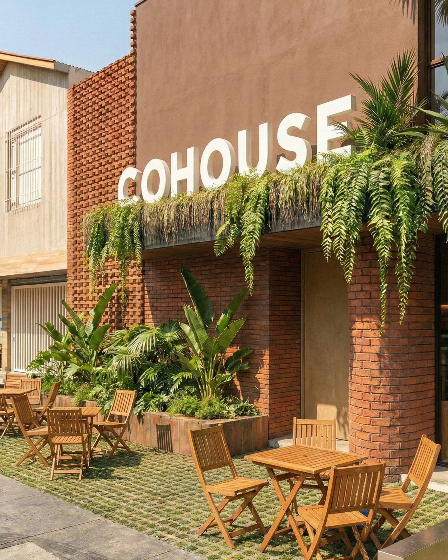 COHOUSE &middot; un oasis tropical incrustado en la ciudad 🌴

Rehabilitamos una casa existente para convertirla en un proyecto de hospitalidad y co-living donde ladrillo a la vista, morteros claros y madera c&aacute;lida construyen la atm&oacute;sfe