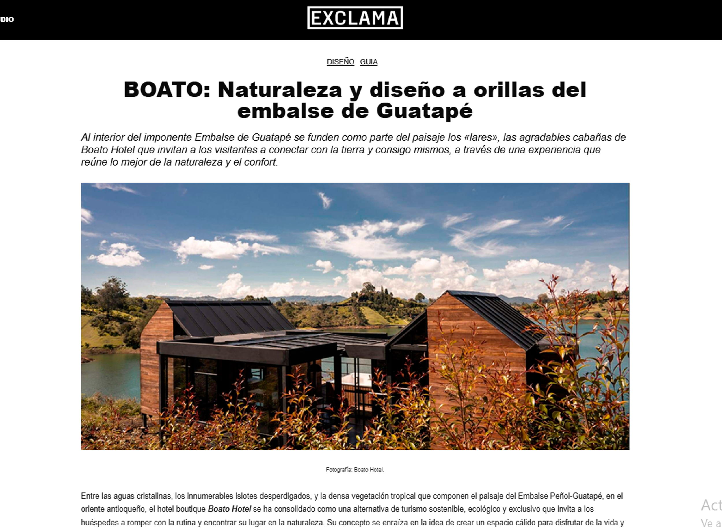  Revista Exclama : BOATO: Naturaleza y diseño a orillas del embalse de Guatapé