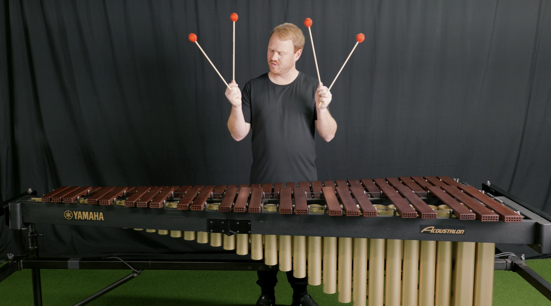 A man holding a trumpet in three different positions against a black background, with the word 'SET' at the bottom, demonstrating different postures.