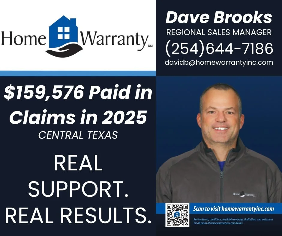 $159,576 paid in claims across Central Texas in 2025.

That&rsquo;s not just numbers. That&rsquo;s peace of mind.
That&rsquo;s families supported.
That&rsquo;s Home Warranty doing what it does best.

Ready to protect your home or your clients?
Reach 