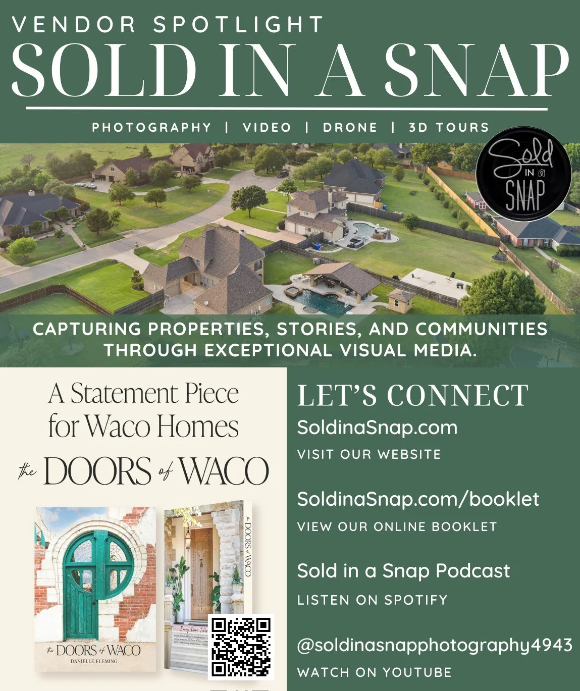 Vendor Spotlight: Sold in a Snap 

We're proud to spotlight Sold in a Snap Photography, one of our valued Parade of Homes partners!

From professional real estate photography and videography to drone footage and 3D tours, their team helps showcase pr