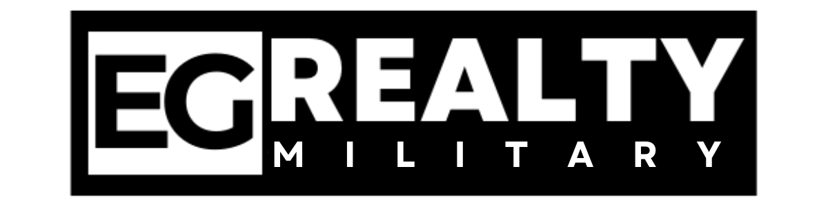 Logo with the text 'EGREALT Y MILITARY' in black and white, with 'EG' inside a square outline.