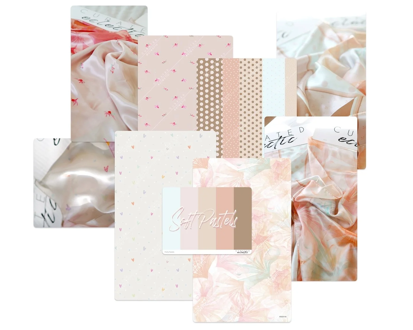 Soft and sweet, like we said! Soooo pretty. Dots, conversationals, soft tropics. So many ways to say, "I'm pretty". Check it out! 

#softandsweet #softpastels #moodboard #textiledesign #surfacedesign #dots #fishprint #conversationals #softt