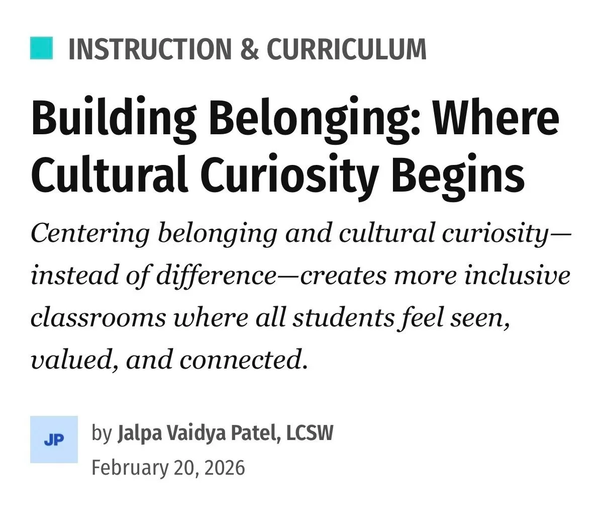 Building Belonging: Where Cultural Curiosity Begins