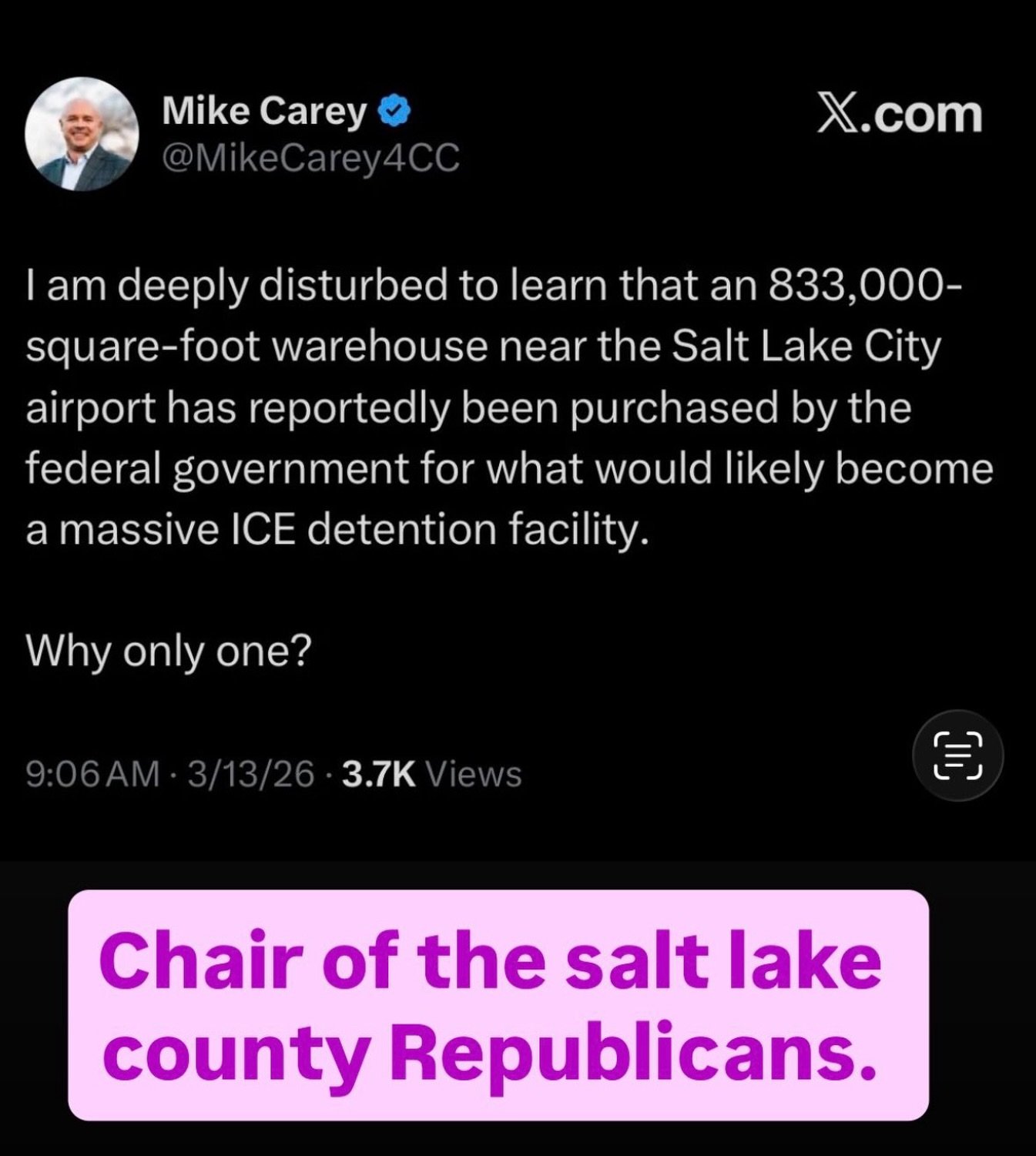 Salt Lake County&hellip; this is not who we are. Utahn&rsquo;s, especially Salt Lake residents, do not want to repeat our mistakes in the 40&rsquo;s where we interned thousands of Japanese-Americans. 

Show up to your House District&rsquo;s Democrati