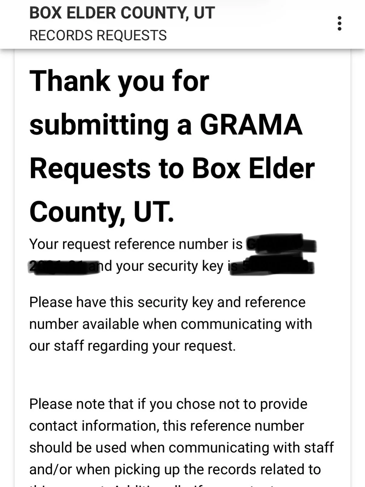 Just submitted a FOIA (GRAMA) Request to Box Elder County 😉