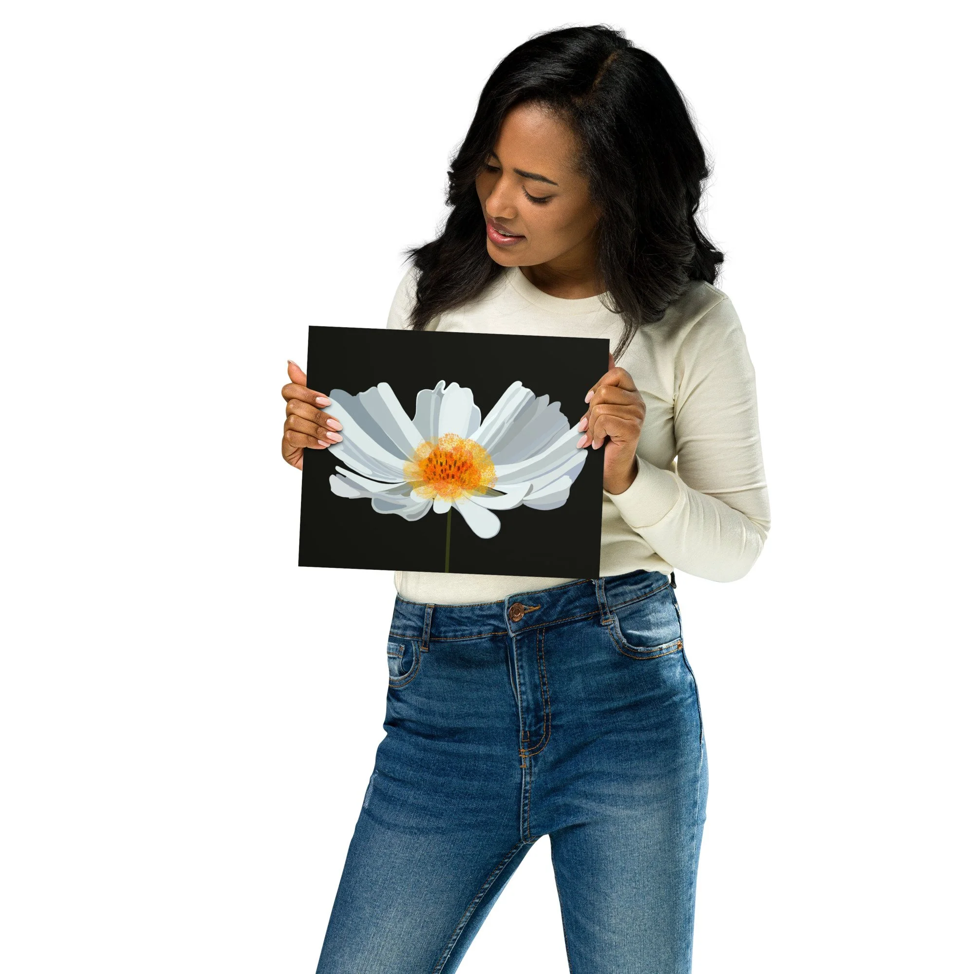 White Cosmo Flower 8x10 Print