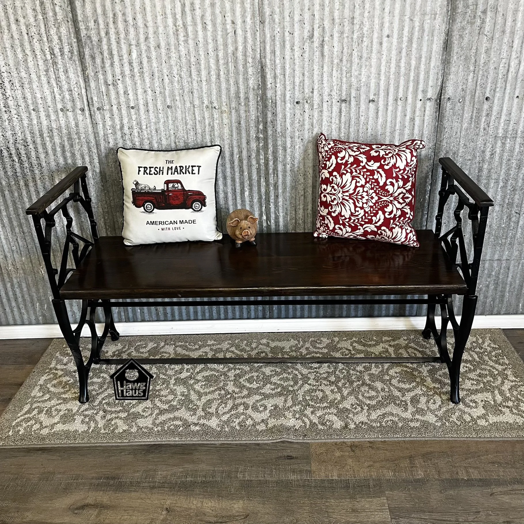 Antique Bench with Sewing Machine Ends