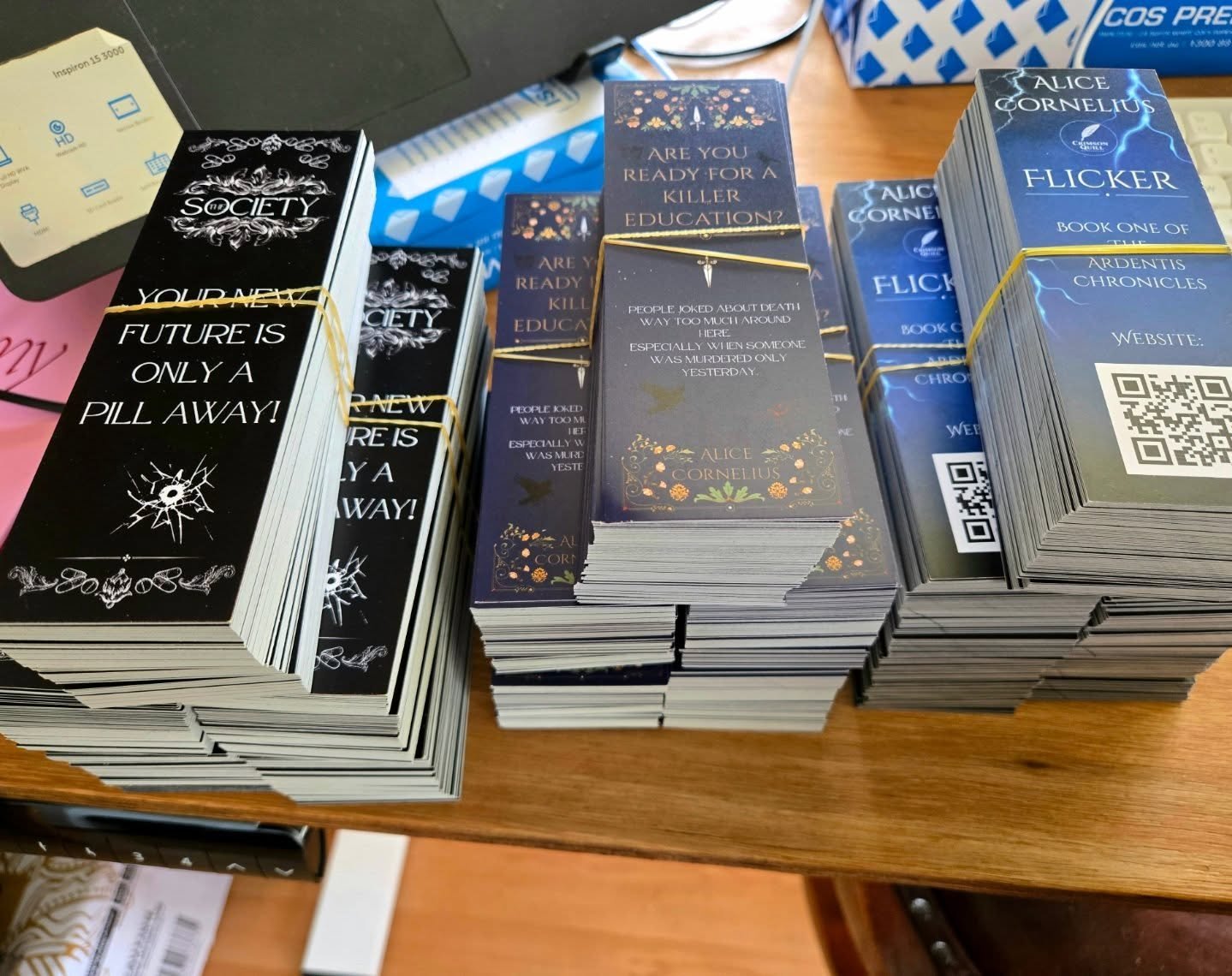 1500 bookmarks all ready for Book Fair Australia! 😮&zwj;💨 🙌