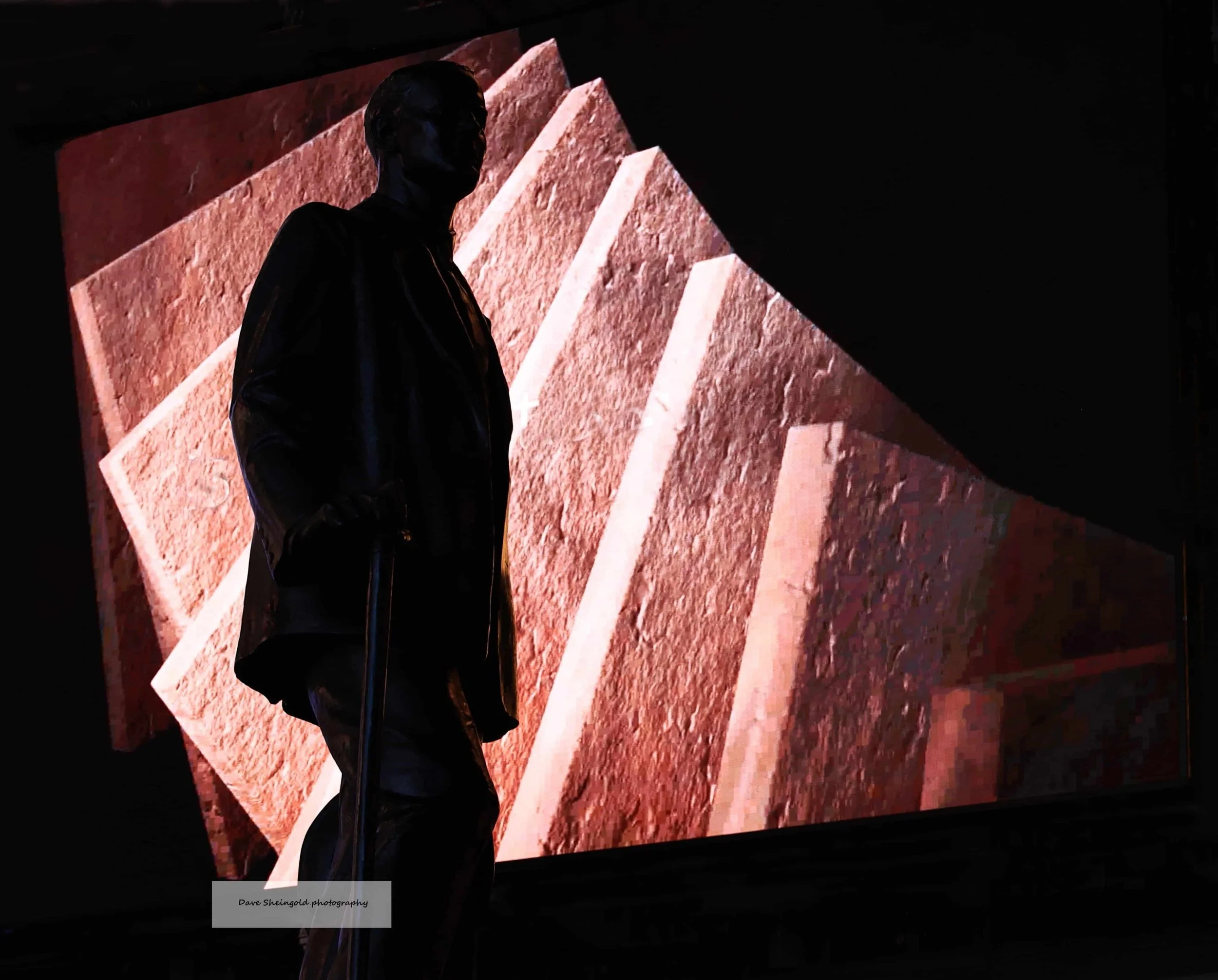 Art vs art - Times Square statue and scrolling ad