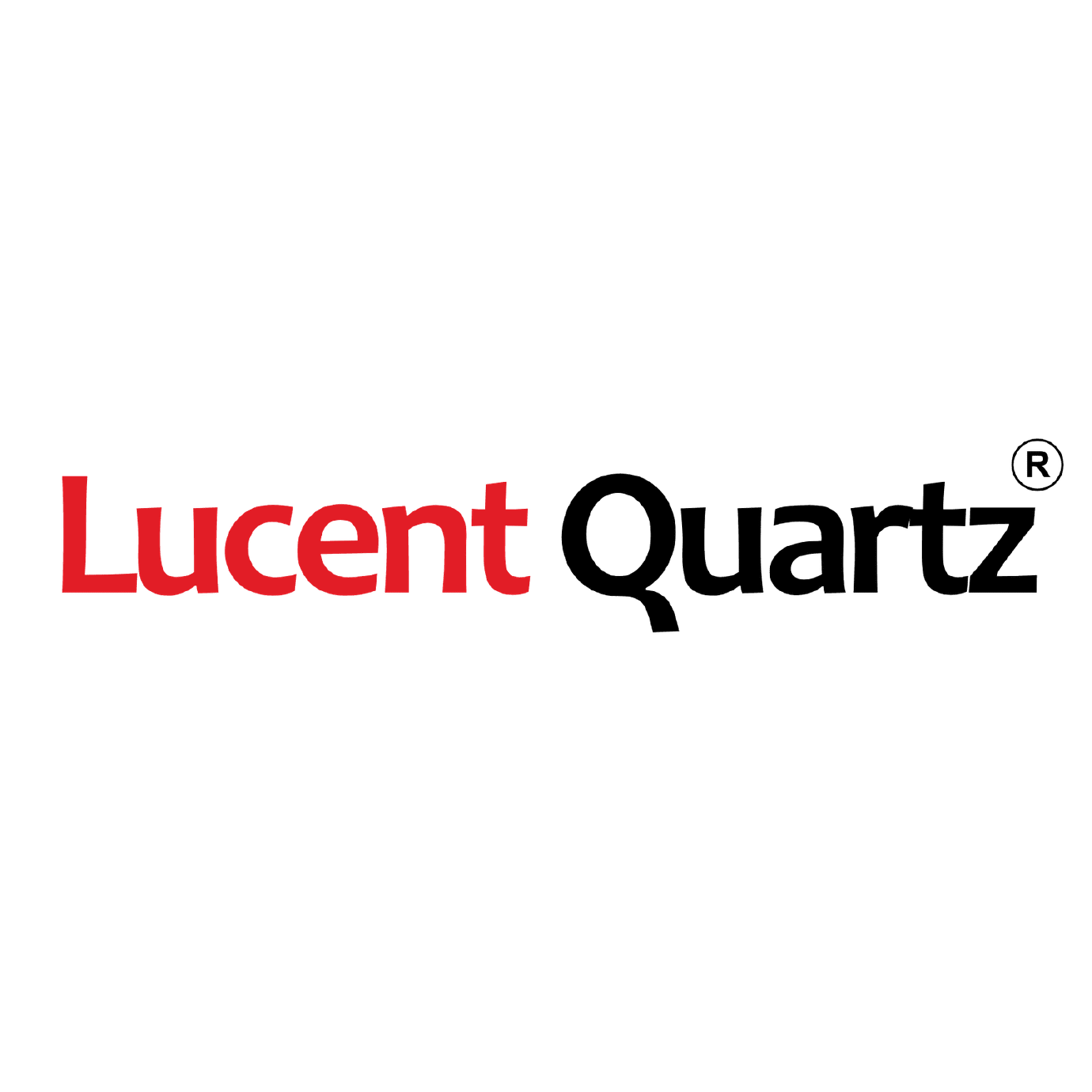 Lucent Quartz logo with the word 'Lucent' in red and 'Quartz' in black.