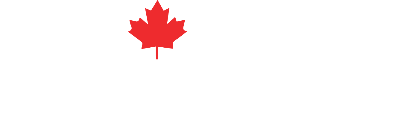 Text reading 'Proudly Canadian' with a Canada leaf replacing the letter 'O' in 'Proudly'.