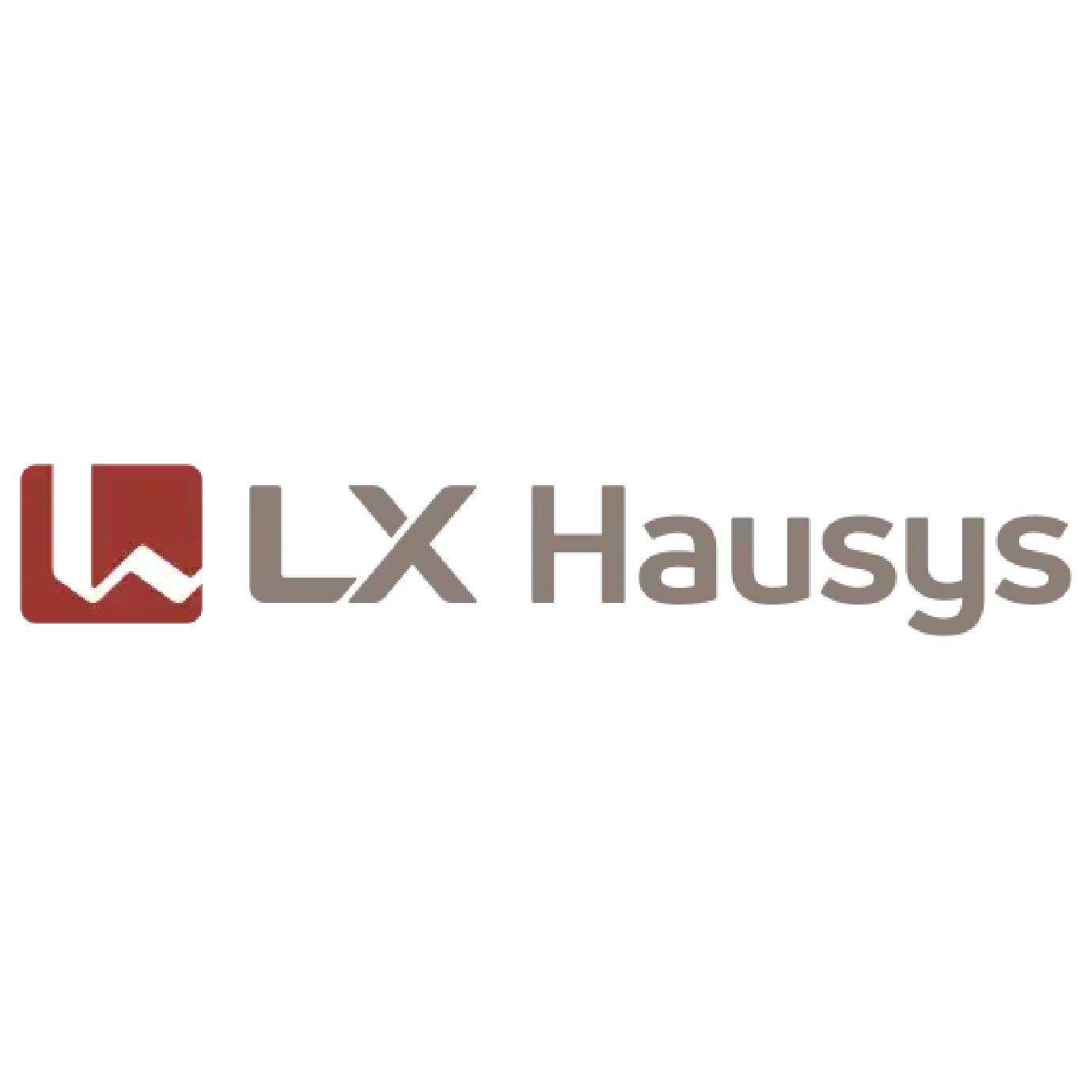 LX Hausys logo with a red square icon featuring a white stylized 'W' and the company name in gray text.