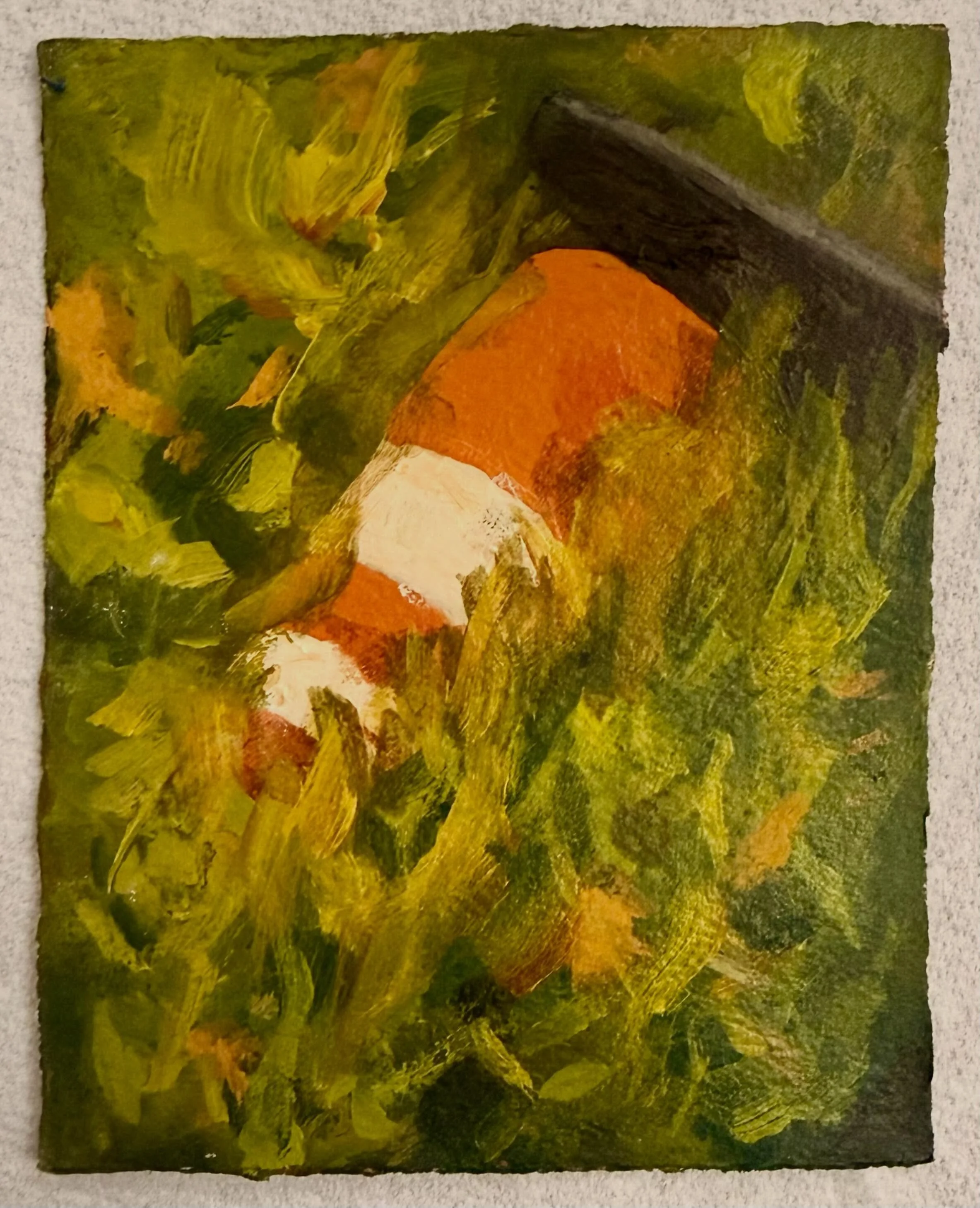 Traffic Cone, 2026

Acrylic and oil stick on 140lb heat pressed cotton paper

5 x 4 in.
