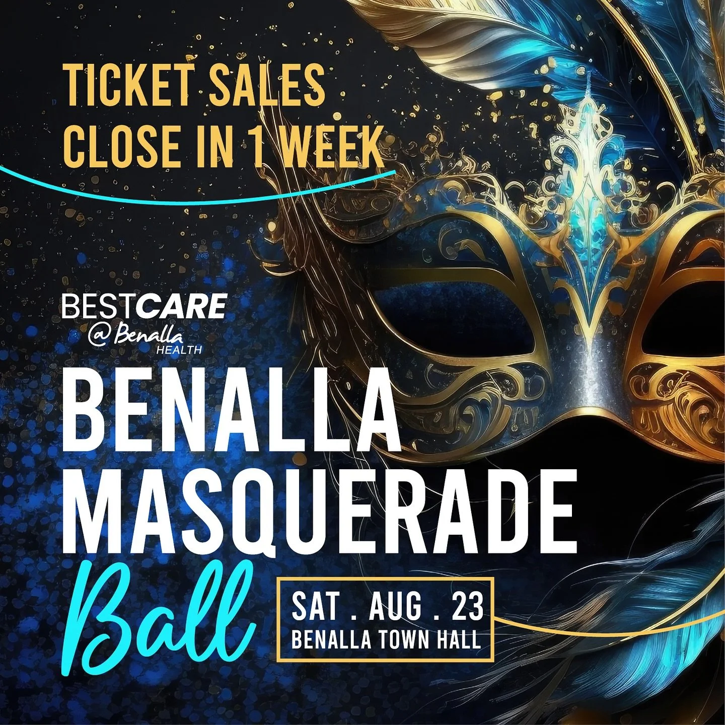 We are thrilled to be supporting the Benalla Health Masquerade Ball!  There may still be some tickets left! Click the link and join us for what is sure to be a night to remember!  https://events.humanitix.com/benalla-health-masquerade-ball  #benalla