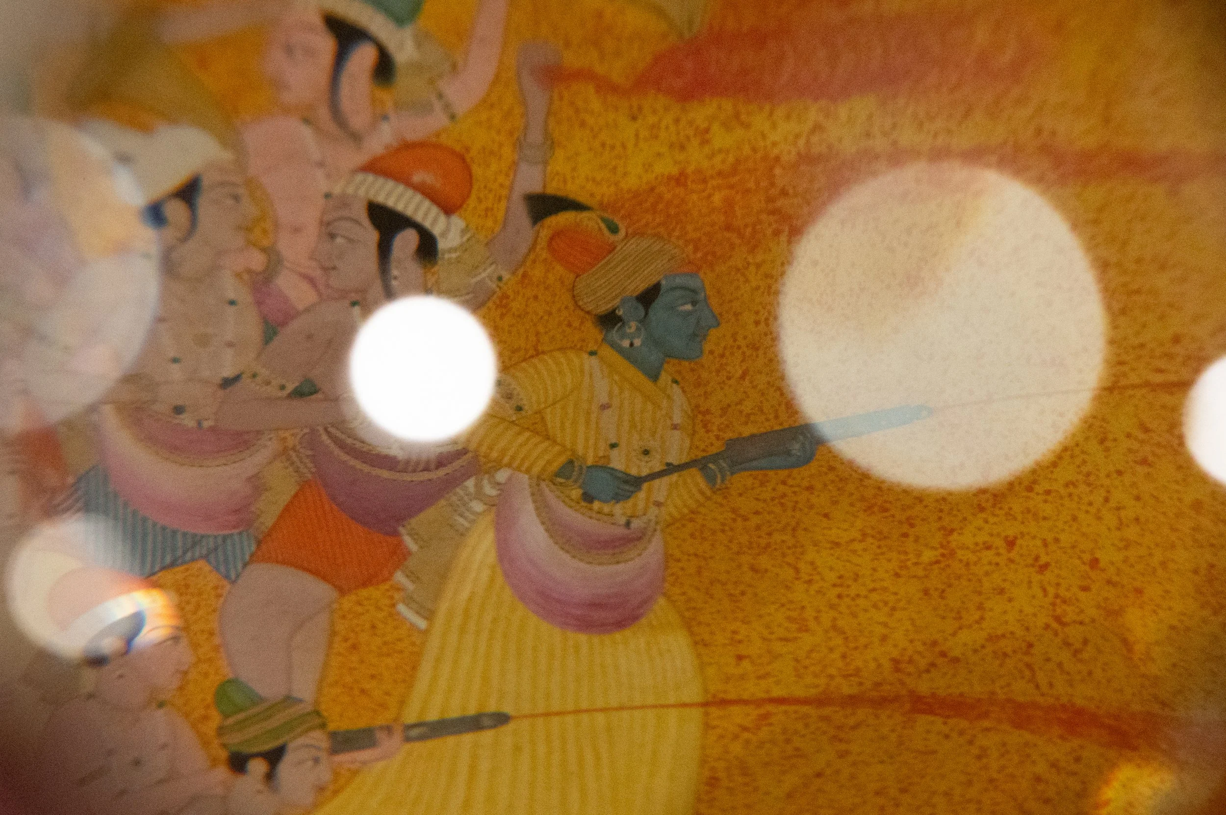 Hindus shoot colored water to celebrate the festival of Holi in "Krishna Celebrates Holi" as seen at the "Pahari Paintings: Art and Stories" exhibition at the Cleveland Museum of Art on Feb. 14, 2026, in Cleveland, Ohio. (Photo/Tyler Sun for The Obse