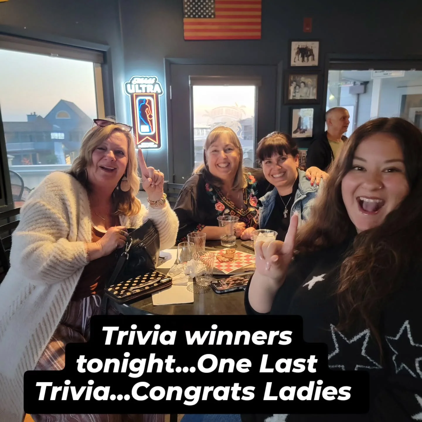 Three way tie at trivia tonight! Way to go team!