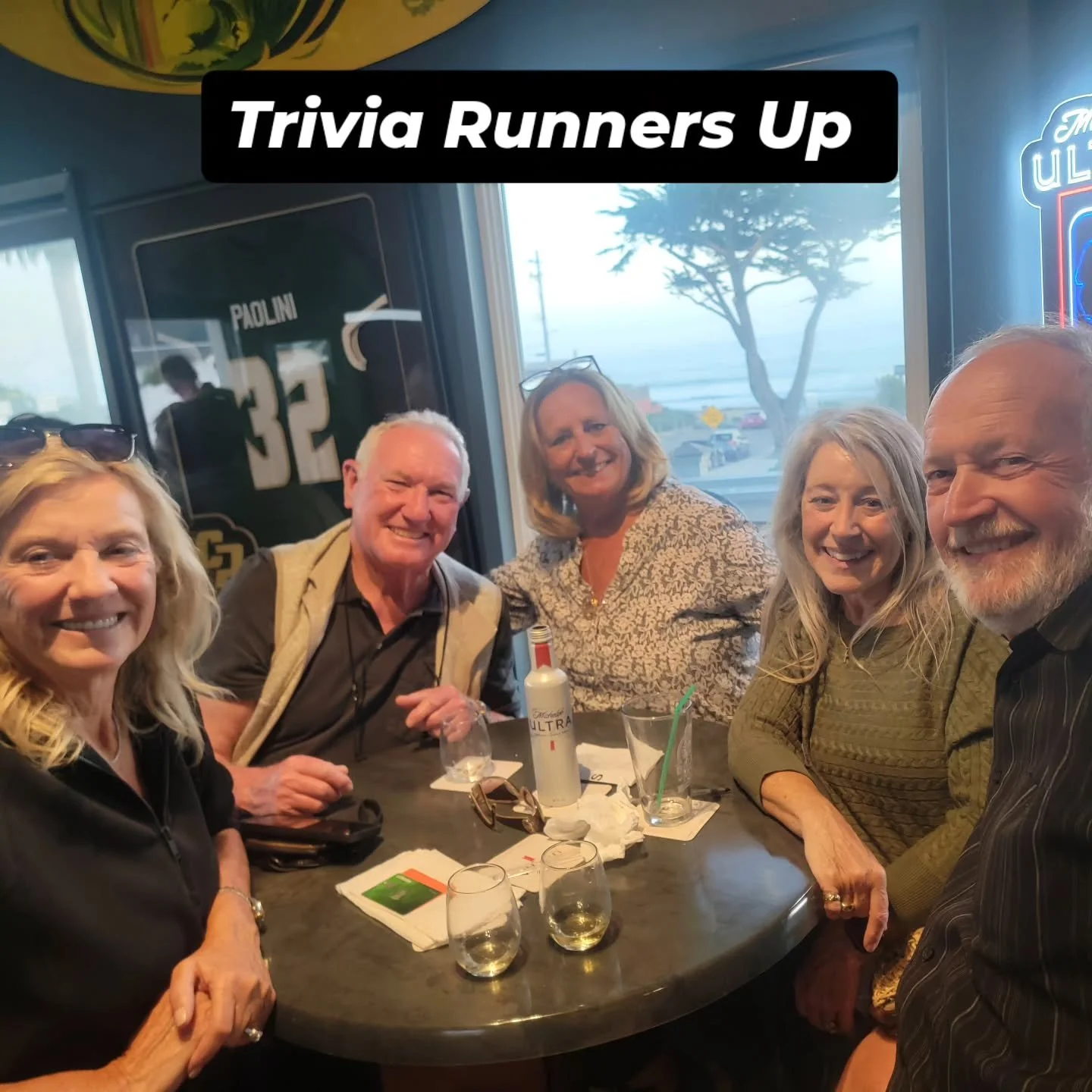 Last nights runner up for trivia...team Five Old Bums...packed house...see everyone in the Fall...enjoy your summer Beach Bums!
