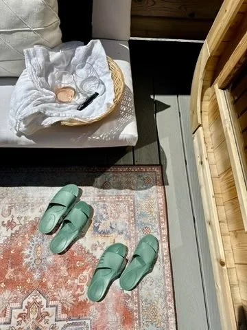 Spa slippers outside of sauna