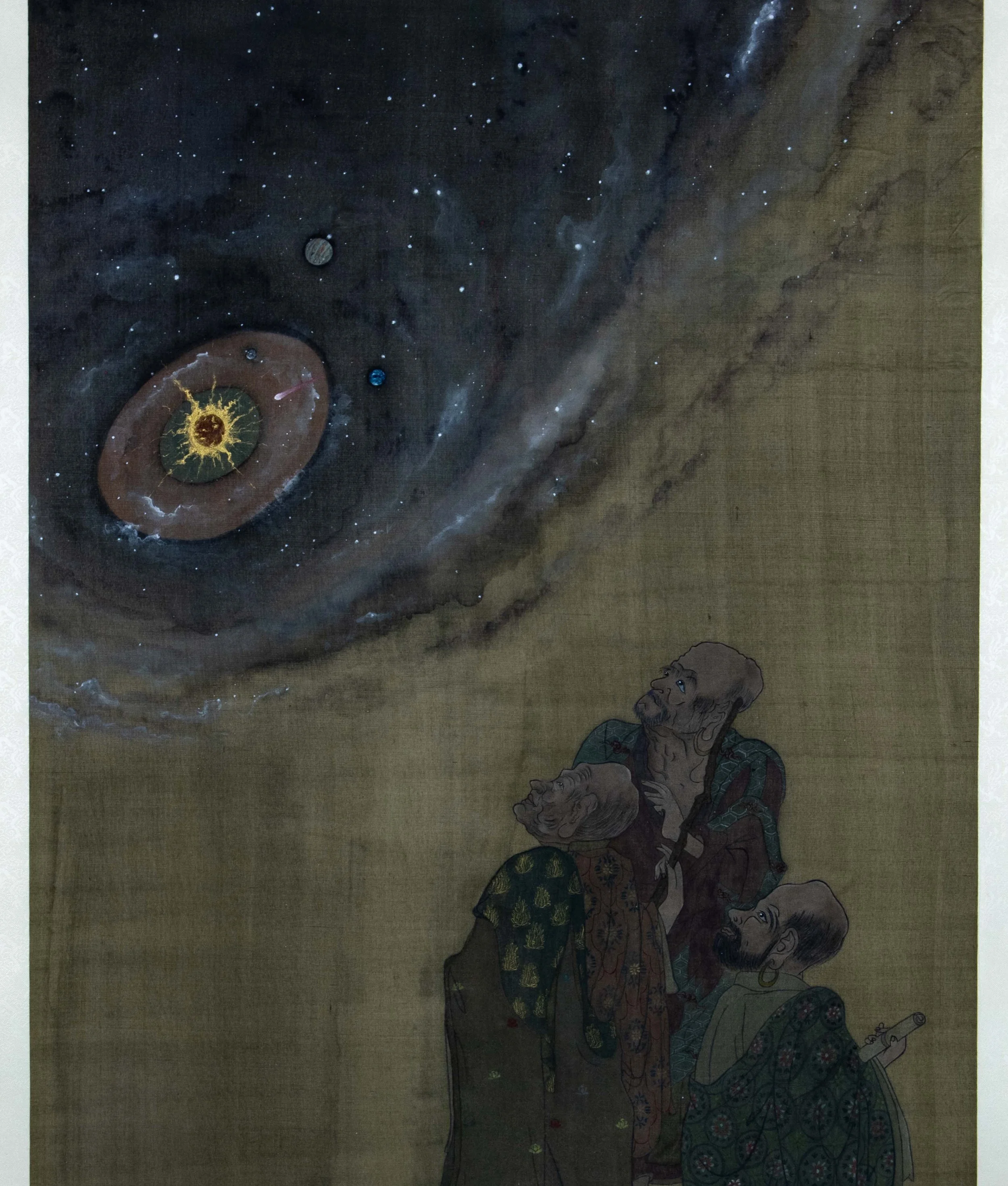 Zhiqian Wang
We Meet, When Earth Rises (detail)
2023
Ink and mineral color on silk
27.5 x 80.7 in.
70 x 205 cm.