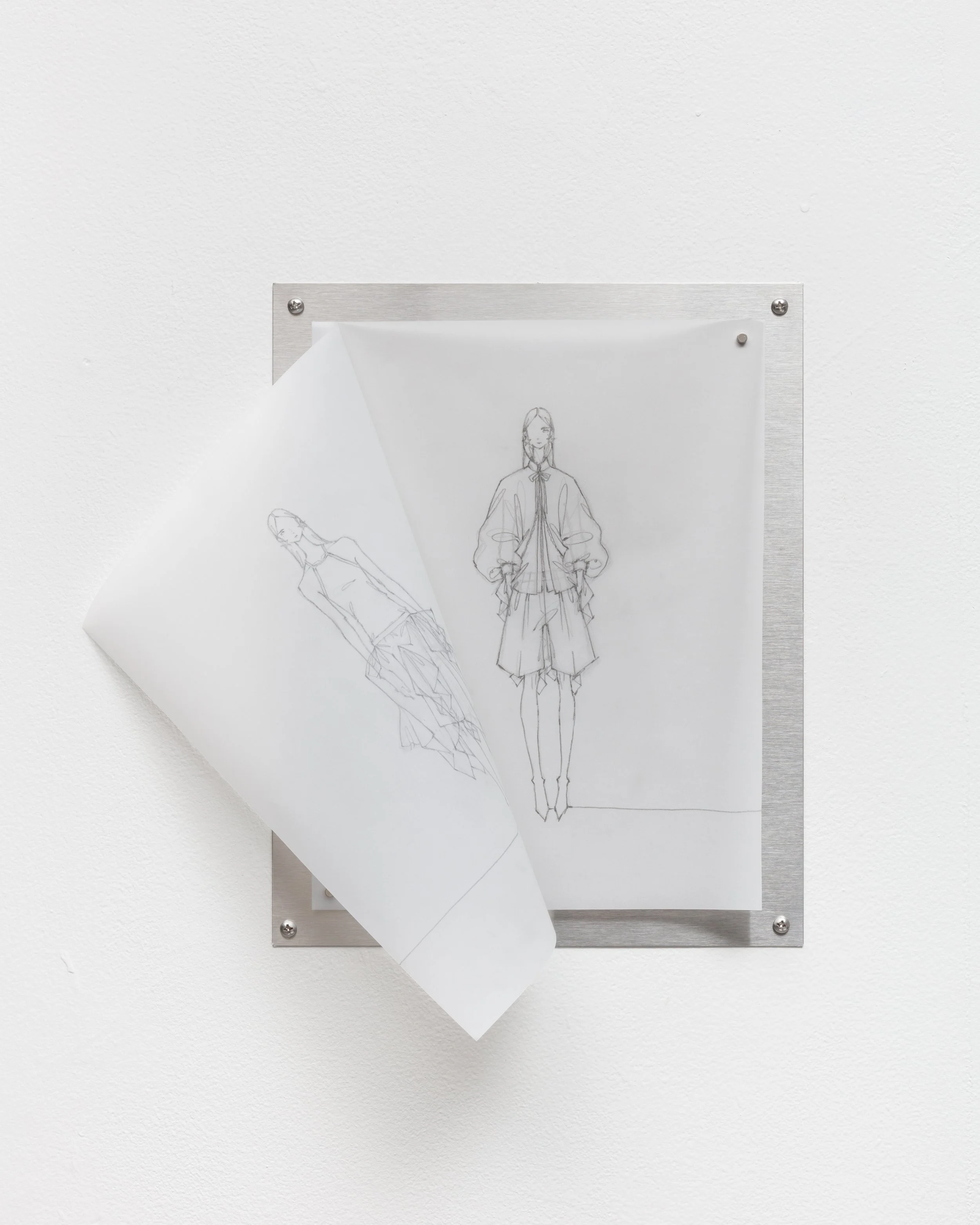 sketch (look 3 & 4)
2026
Graphite on vellum paper, magnets on MagBoard
13.5 x 15 x 2.5 inches
34.29 x 38.1 x 6.35 cm
PN G4
