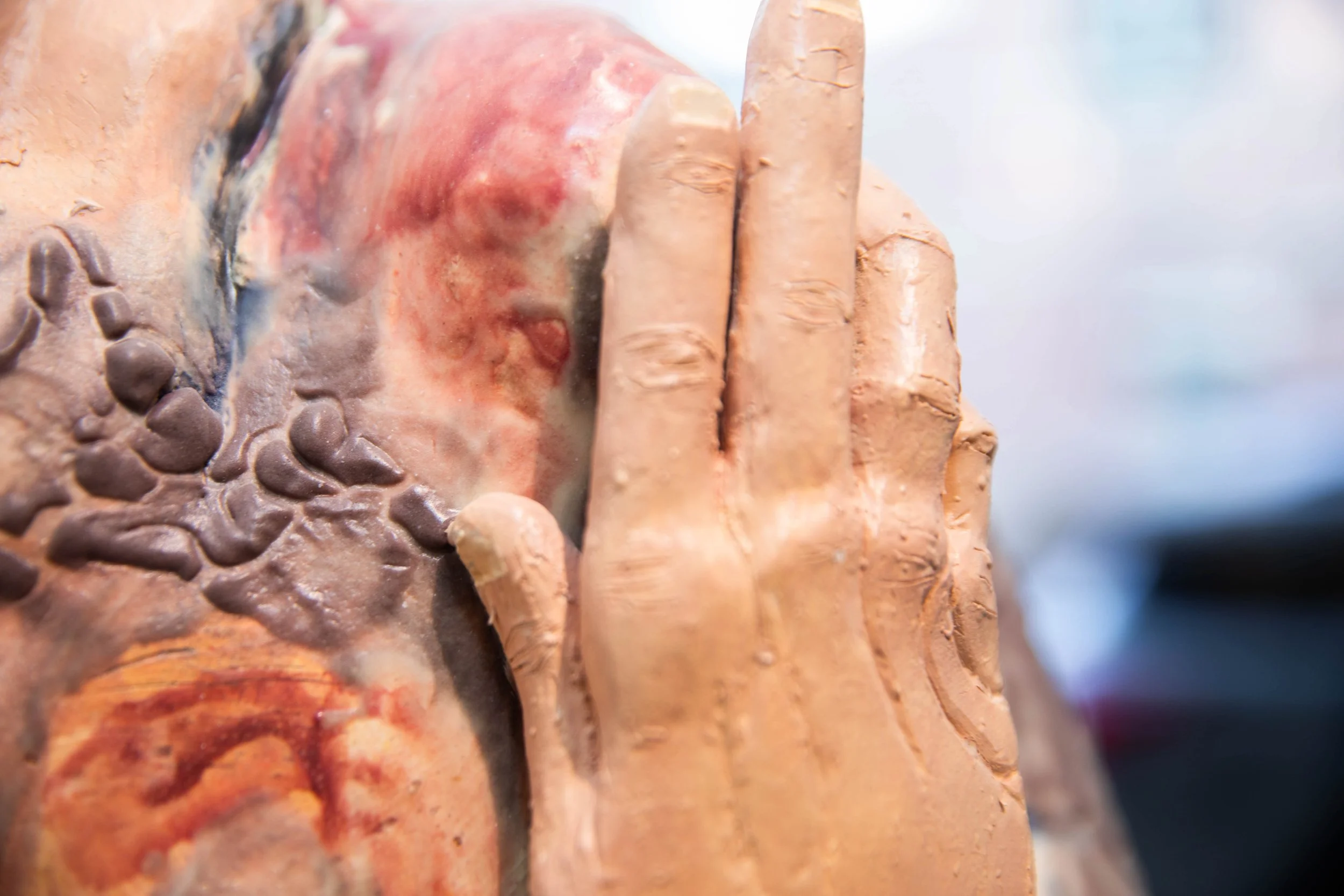 Patrick Bell
Well Wishes (detail)
2023
Ceramic, glaze, enamel, paint
21 x 11.5 x 10.5 in
53.34 x 29.21 x 26.67 cm