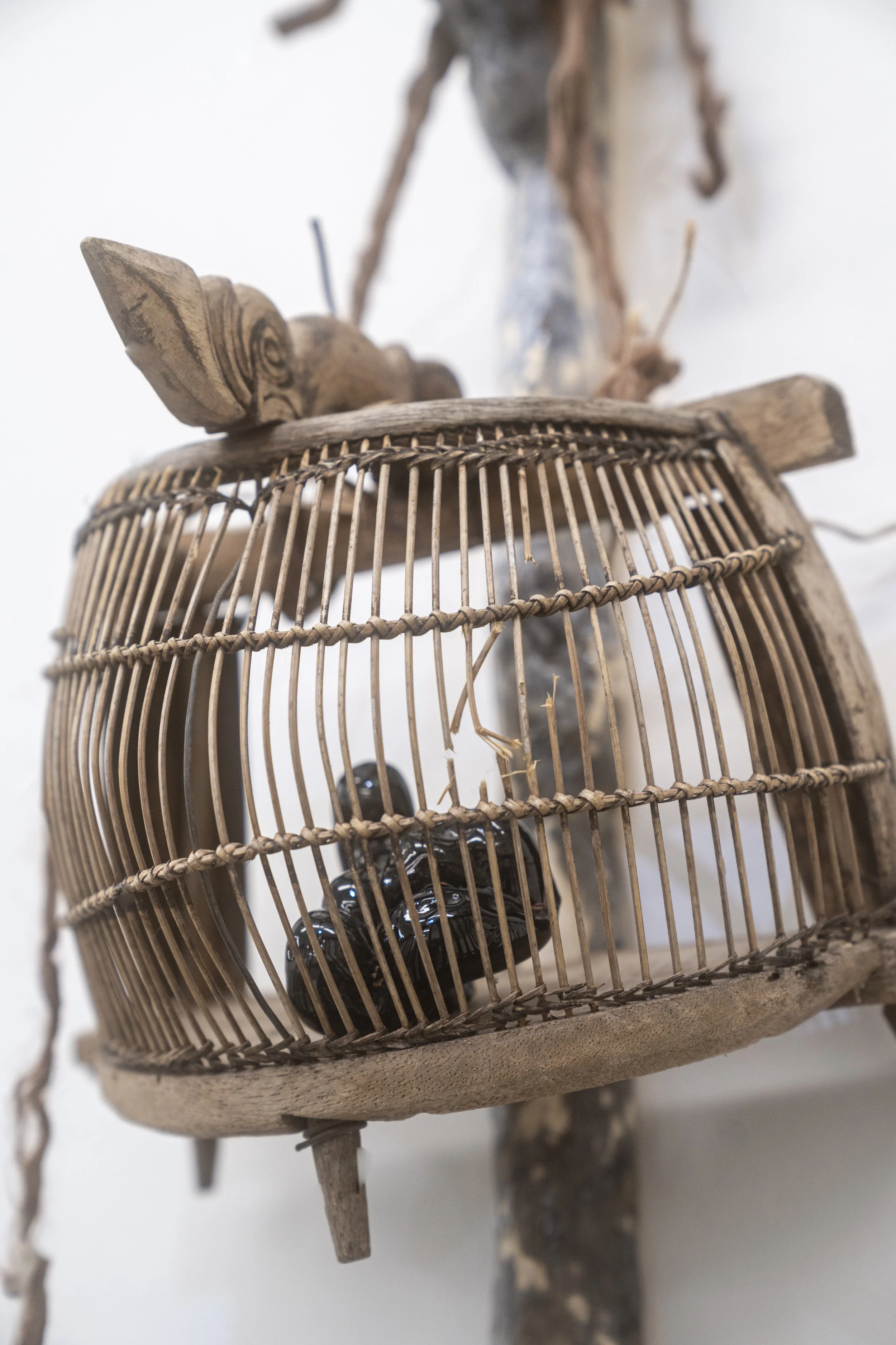 Echo Yan
Birdsong (detail)
2025
Alpaca hair, Indonesian birdcage, glass, pine,
resin
28 × 11 × 7 in.
71.12 × 27.94 × 17.78 cm.