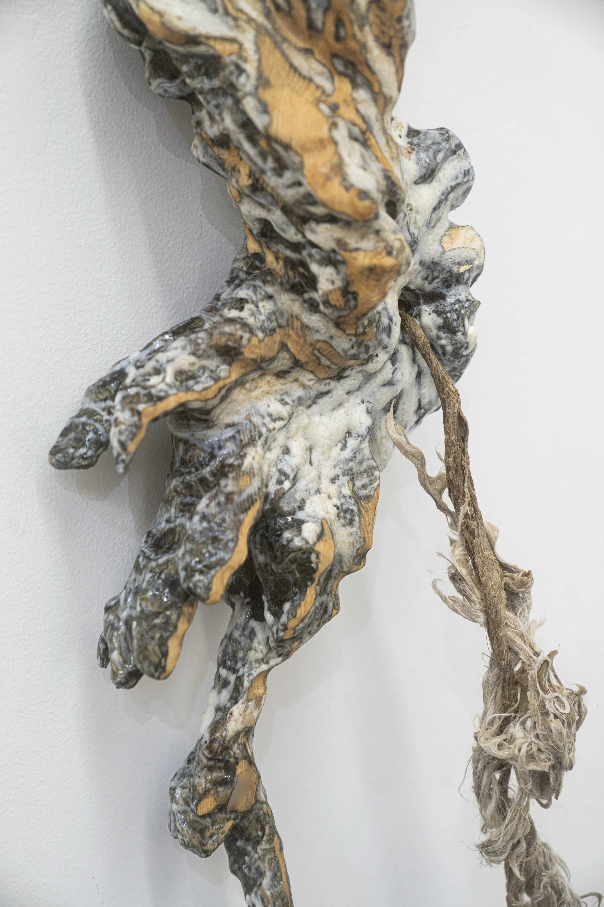 Echo Yan
The Spinner (detail)
2025
Raw wool, antique spinning wheel, pine, resin,
epoxy clay
Dimensions variable