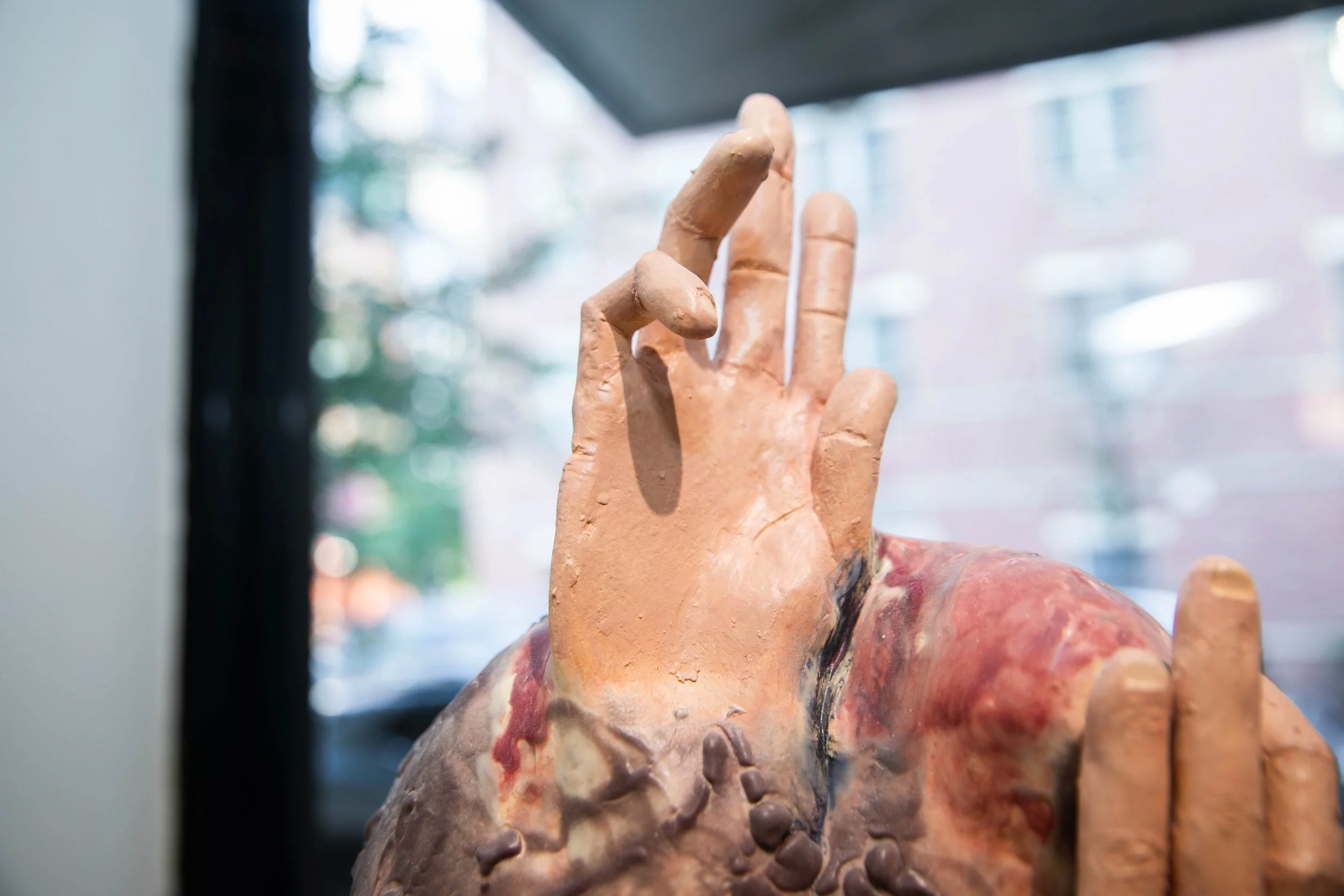 Patrick Bell
Well Wishes (detail)
2023
Ceramic, glaze, enamel, paint
21 x 11.5 x 10.5 in
53.34 x 29.21 x 26.67 cm