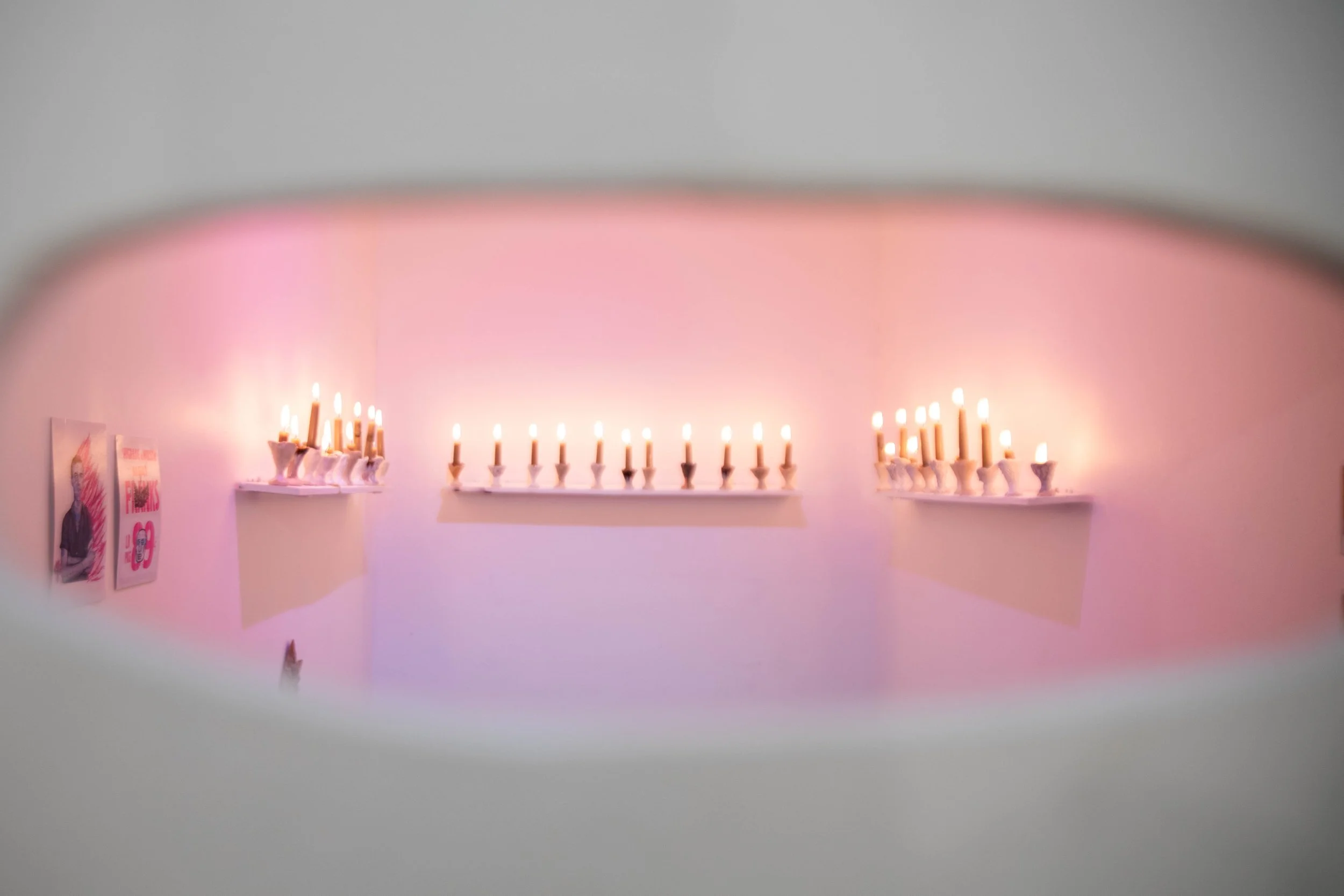 Tucker Claxton
Alter Piece IV (detail)
2025
Plywood, postcards of Self-Portrait of David Wojnarowicz (1984)by David Wojnarowicz and Meat Franks (1983) by David Wojnarowicz, self portraits of the artist, ceramic, candles, and alter boy
48 x 58 in
121.