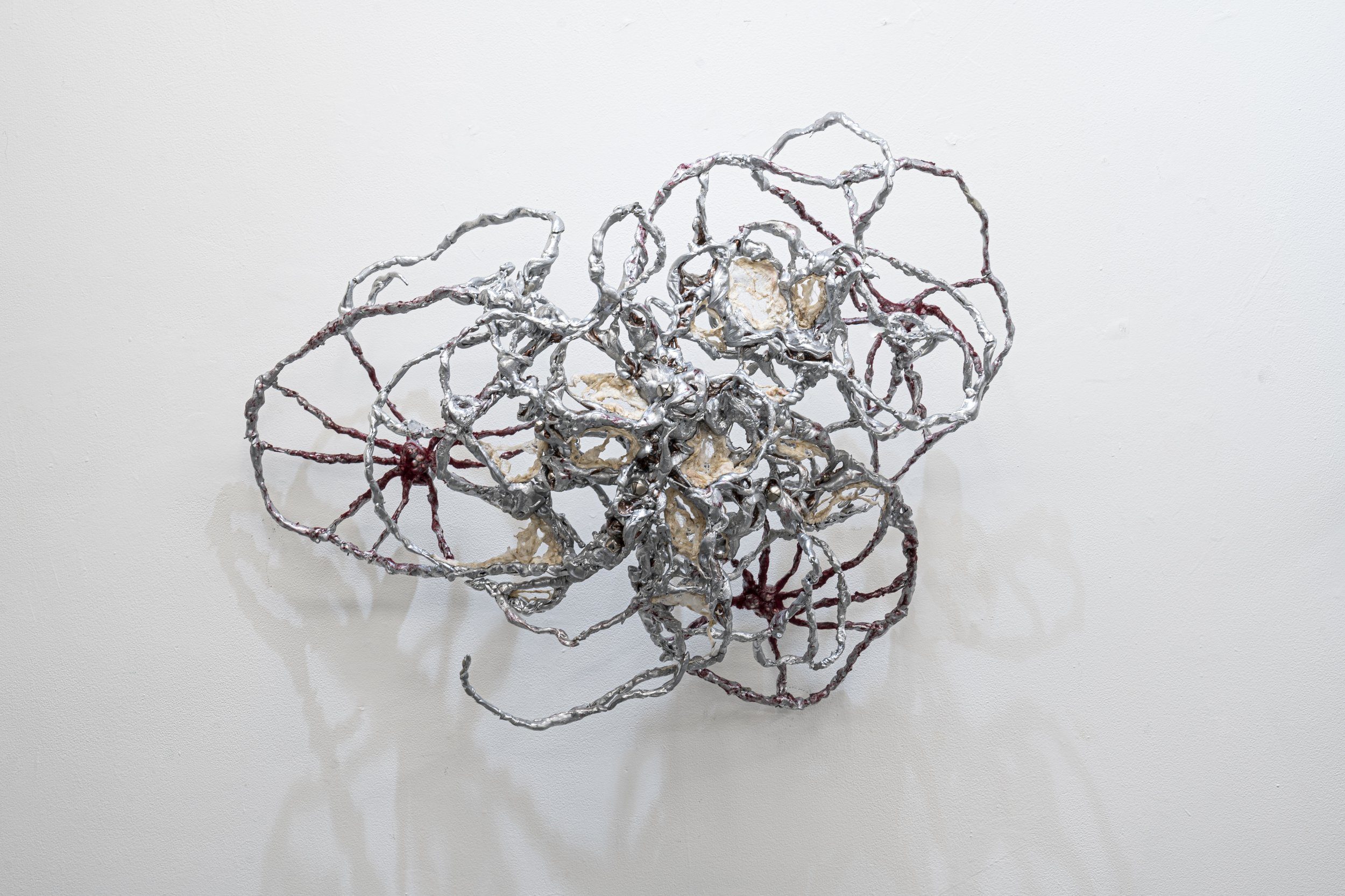 Cass Yao.           
Anatomy #2
2025
Epoxy clay, acrylic pigment, raw silk, silicone, velvet flocking
34 x 24 x 12 in.
86.36 x 60.96 x 30.48 cm.