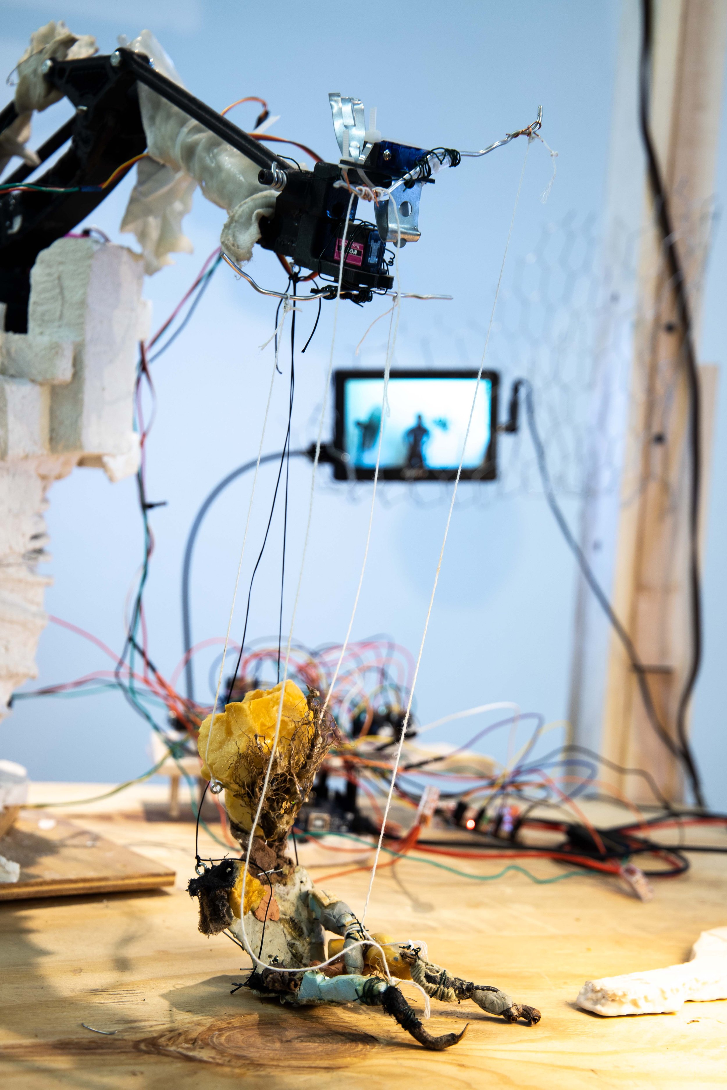 Thomas Tait
Mechano-Vegetal World ([Ru(bipy)3]2+) (detail)
2022
Silicone, wood, found objects, foam, metal, UV grow light, moss, cabbage
94.5 x 71.5 x 48 in.
240 x 182 x 122 cm.