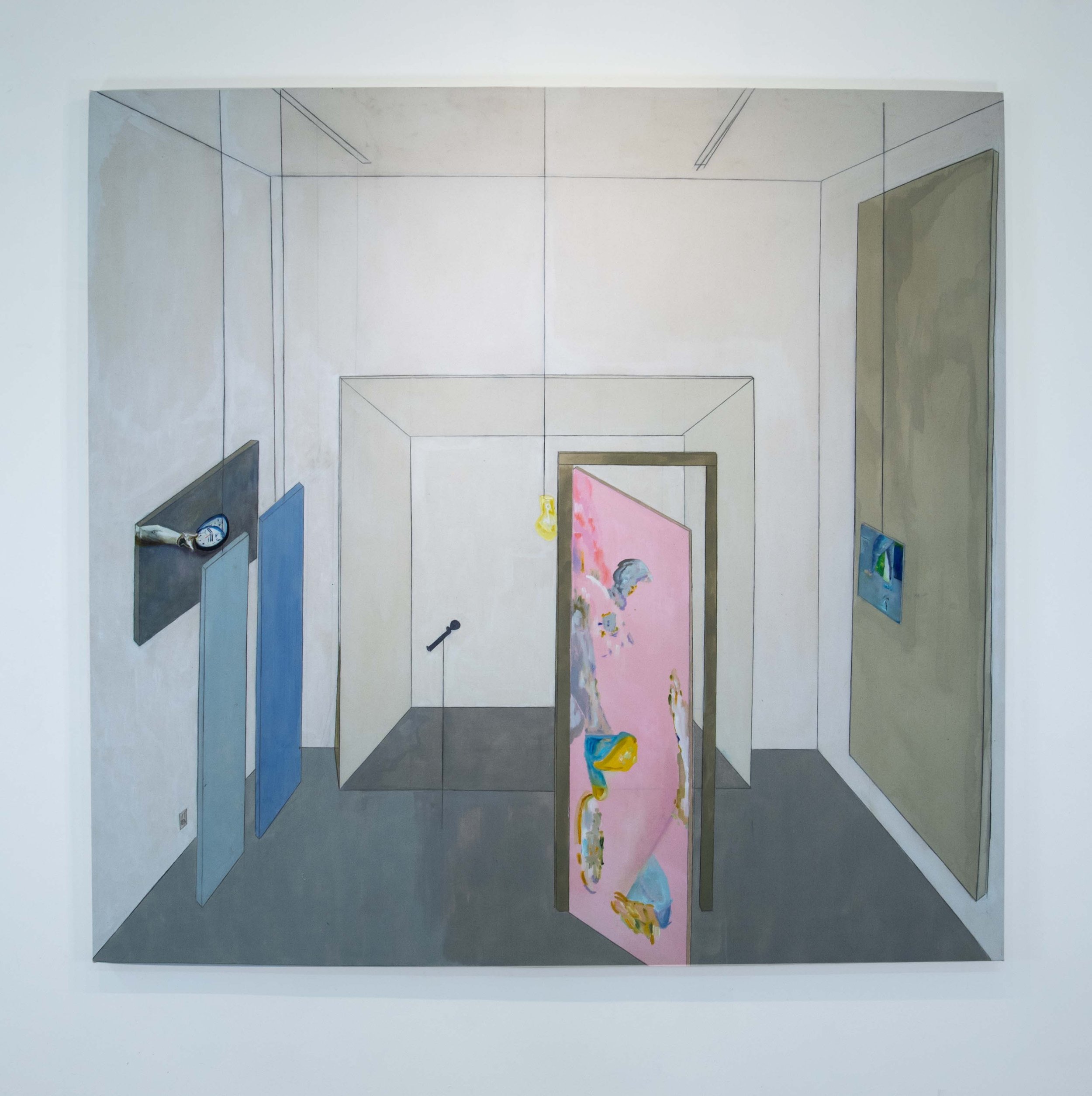 Alex Schmidt
until the present passed this o’clock
2025
Oil and acrylic on canvas
70.25 x 68.5 in.
178 x 174 cm.