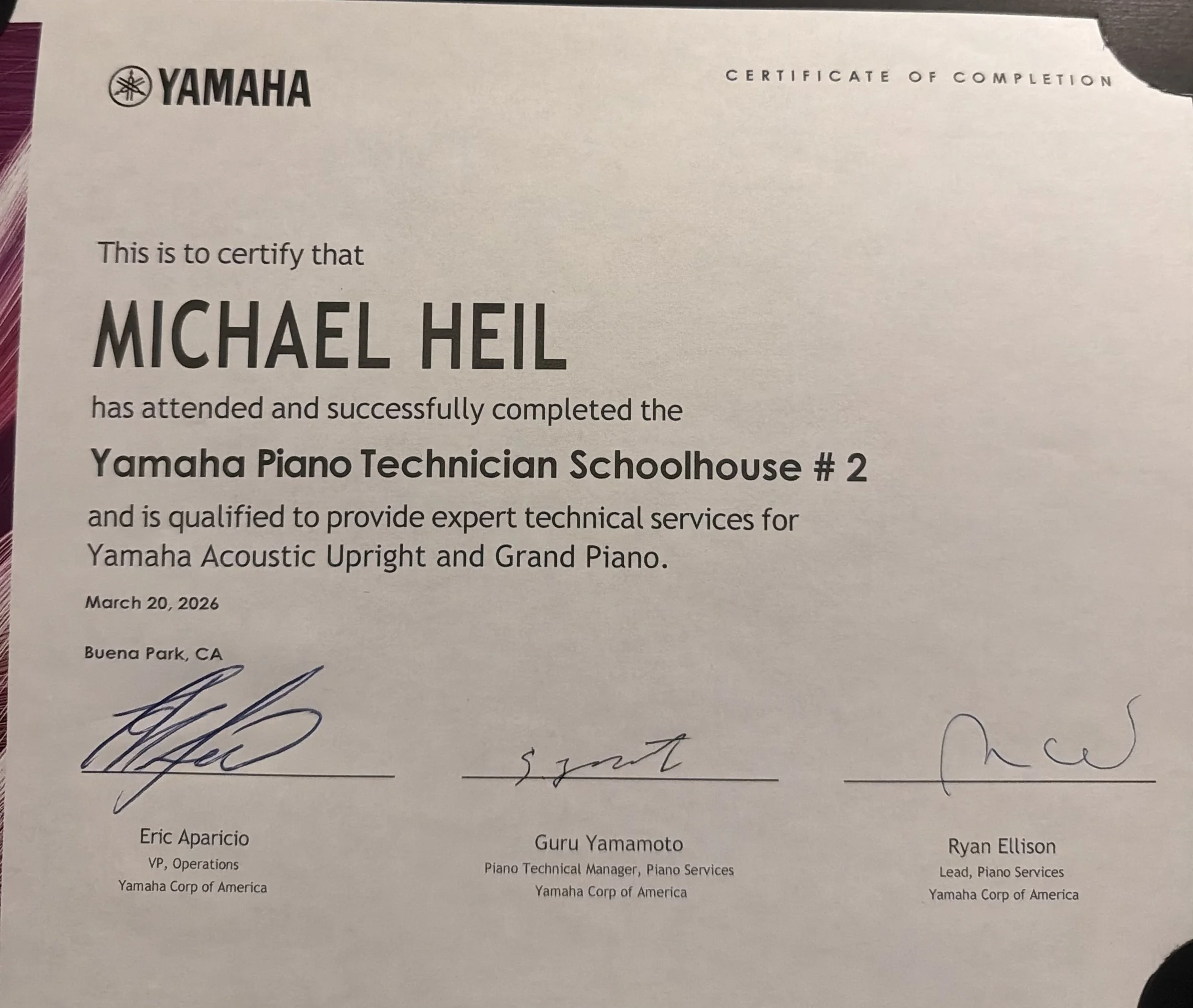 Yamaha Piano Technician Schoolhouse (YPTS)