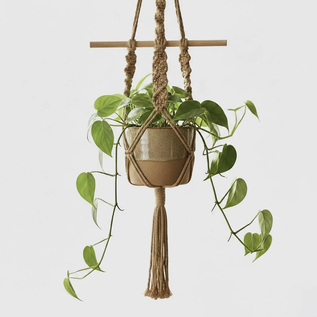 Hanging Macrame Planter - Tan