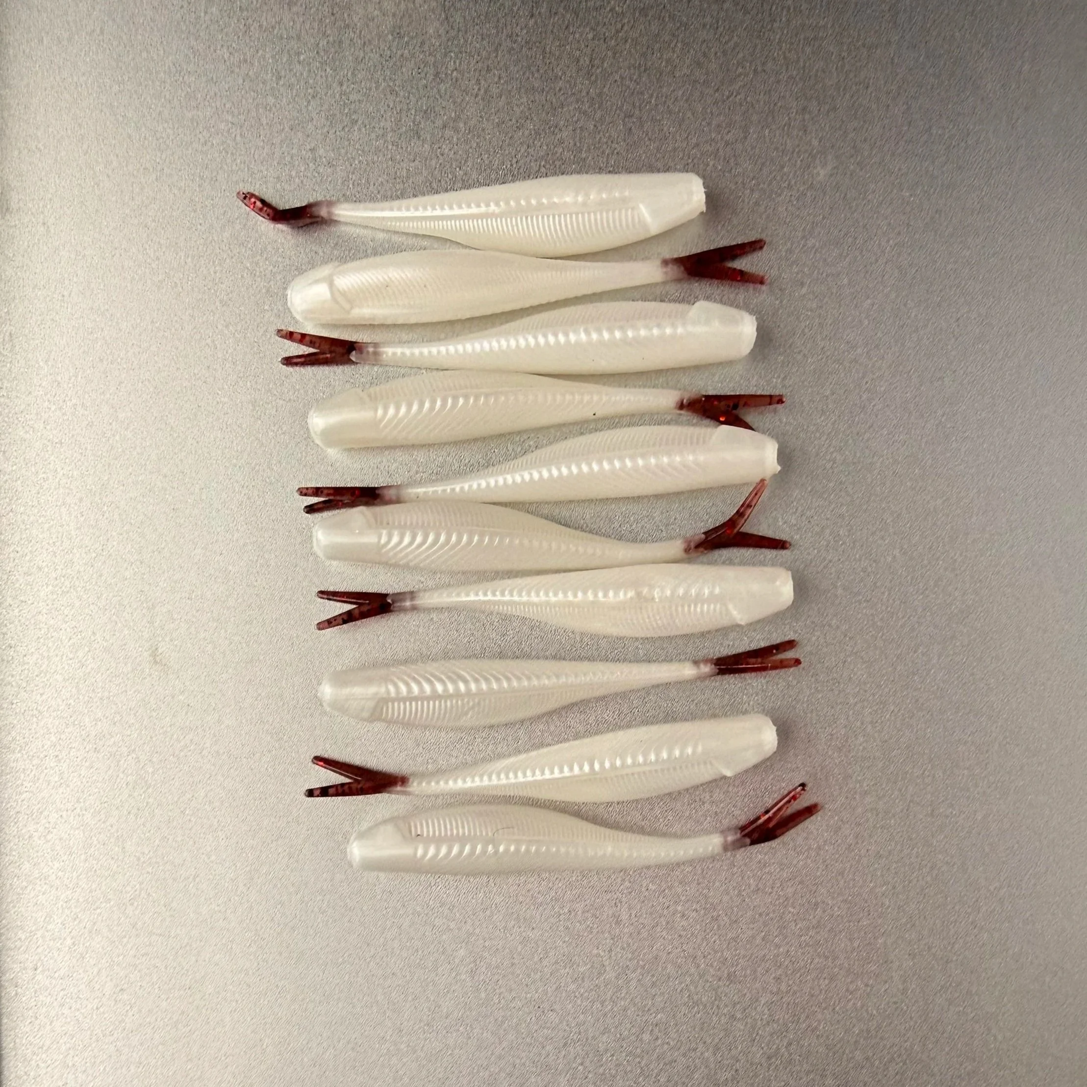 3.5" Tracer Shad White Pearl with Red Tail