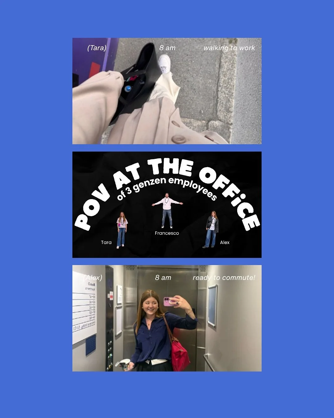 ⏰ a day in the life at #genzen from 3 different perspectives: 
- our founder, @francesco_bianchi80 
- summer intern @tara.walshhhh 
- summer intern @alexandrawienkes 

what does a day in your office look like? do you think the generation you&rsquo;re