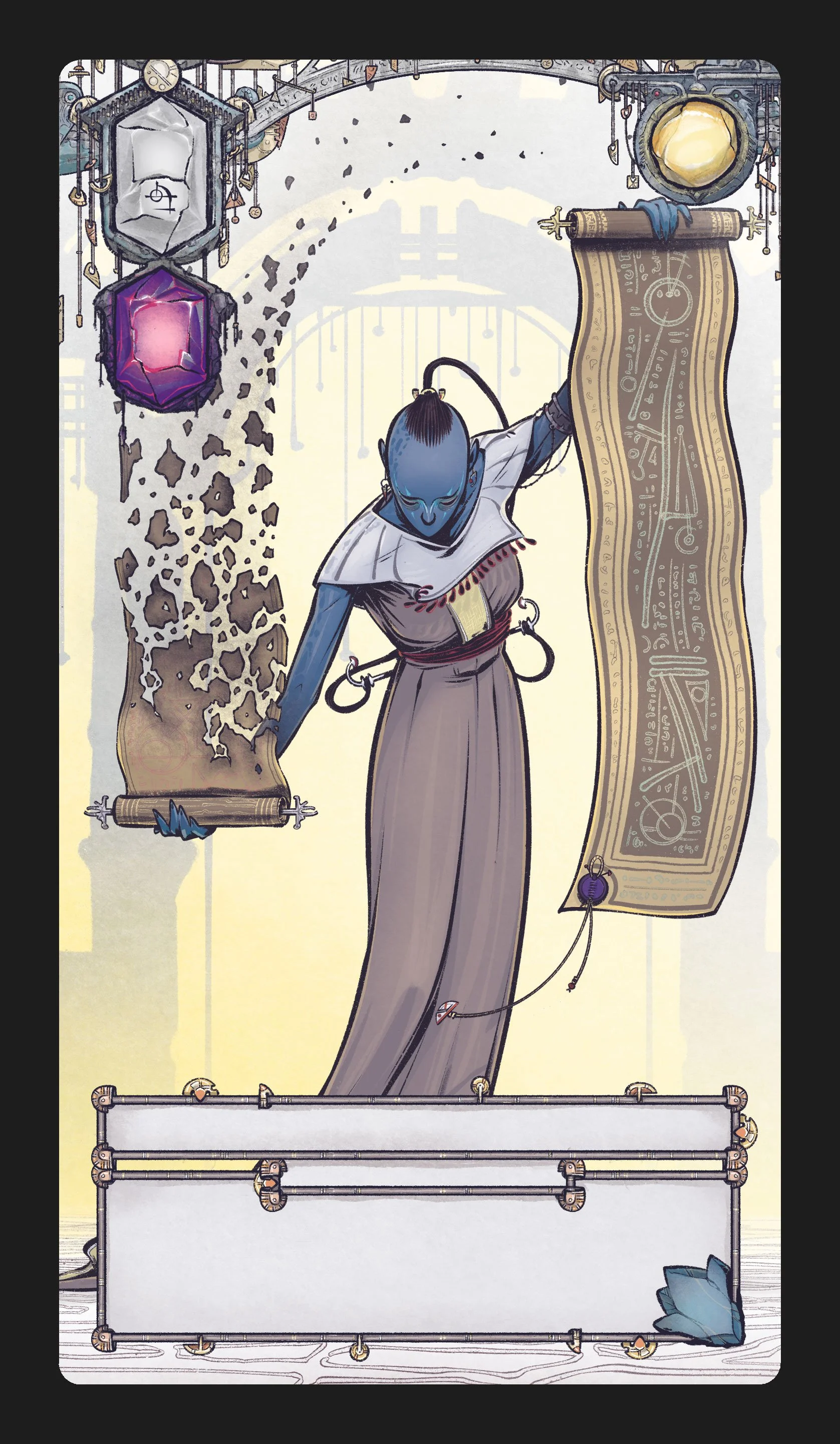 The Luminaries. A telepathic human offshoot race that lives in fabulous floating cities above salt pans. This card is "Technocrat"