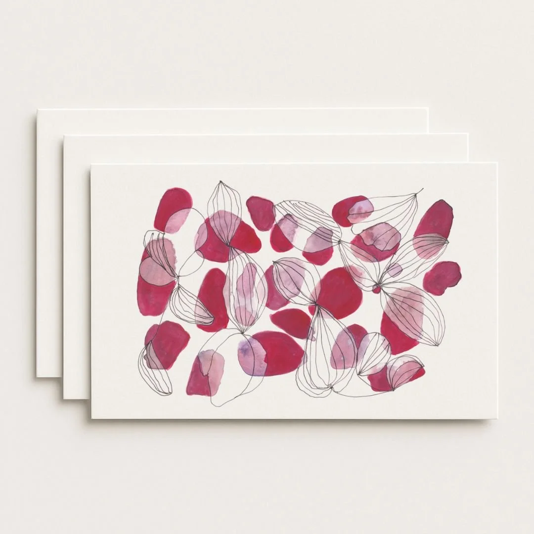 Reds and Feathers Where to Buy Minimalist Modern Watercolour Watercolor Art Painting Online Birthday Greeting Card Cards Sara Meade Design NZ Artist Small Business Kiwi Aotearoa New Zealand