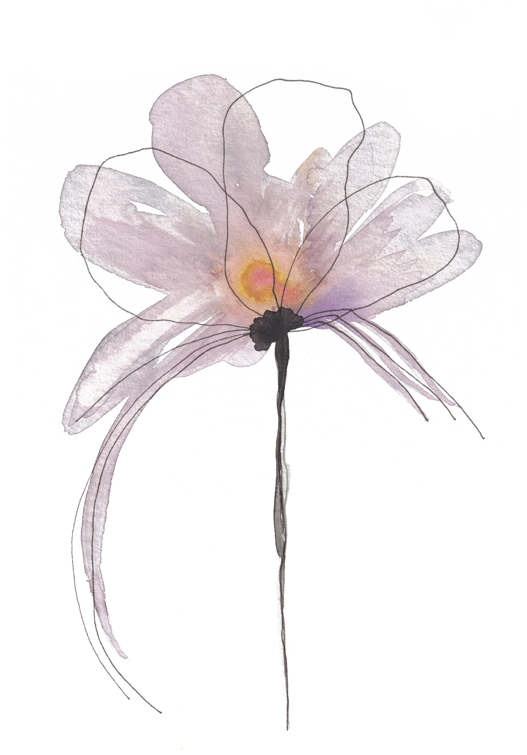 Amélie Amelie Amelia Where to Buy Minimalist Impressionist Floral Watercolour Watercolor Art Painting Online Birthday Greeting Card Cards Sara Meade Design NZ Artist Kiwi Aotearoa New Zealand